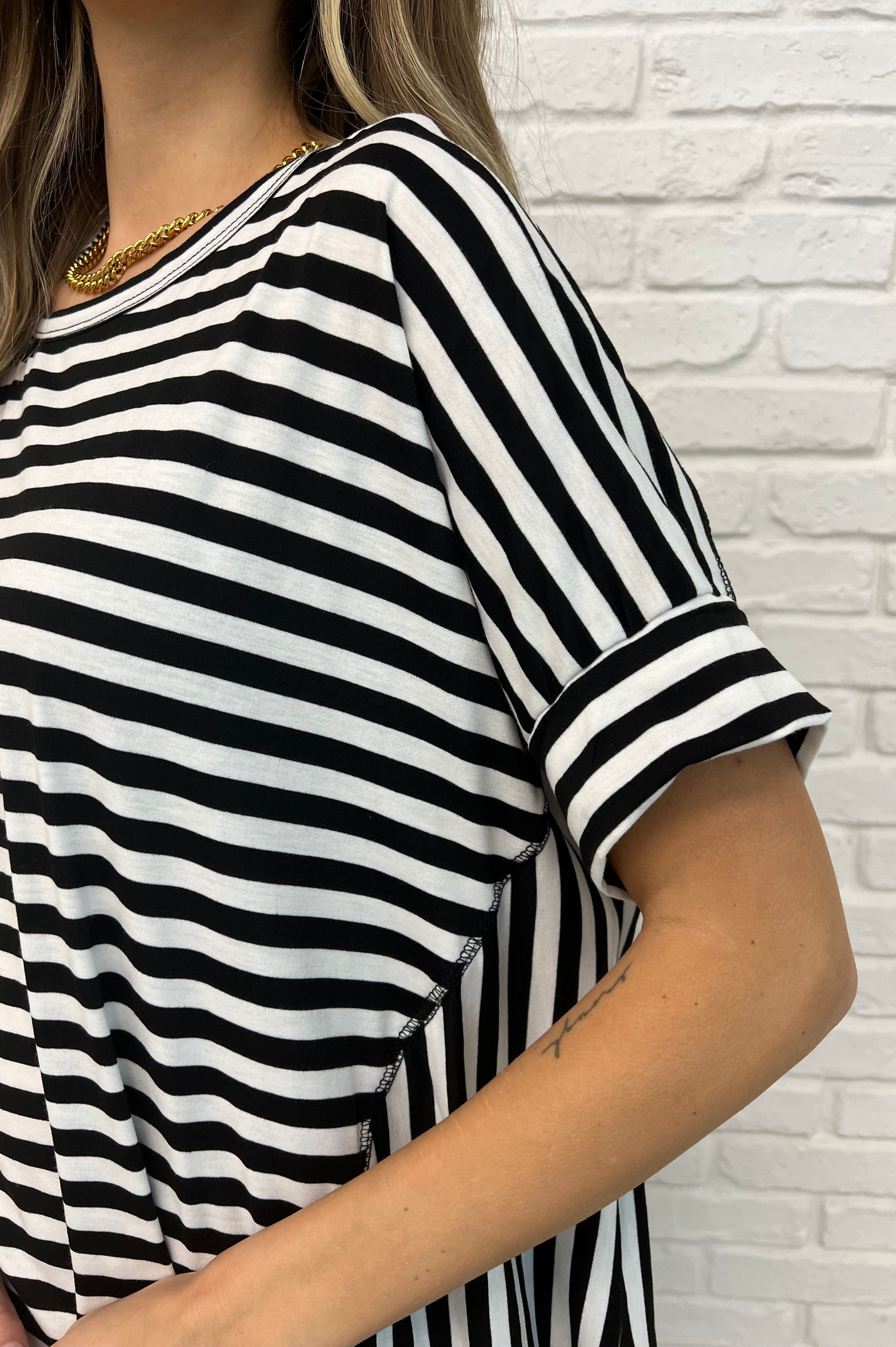 No Stopping It Striped Oversized Top-Womens-Stay Foxy Boutique, Florissant, Missouri