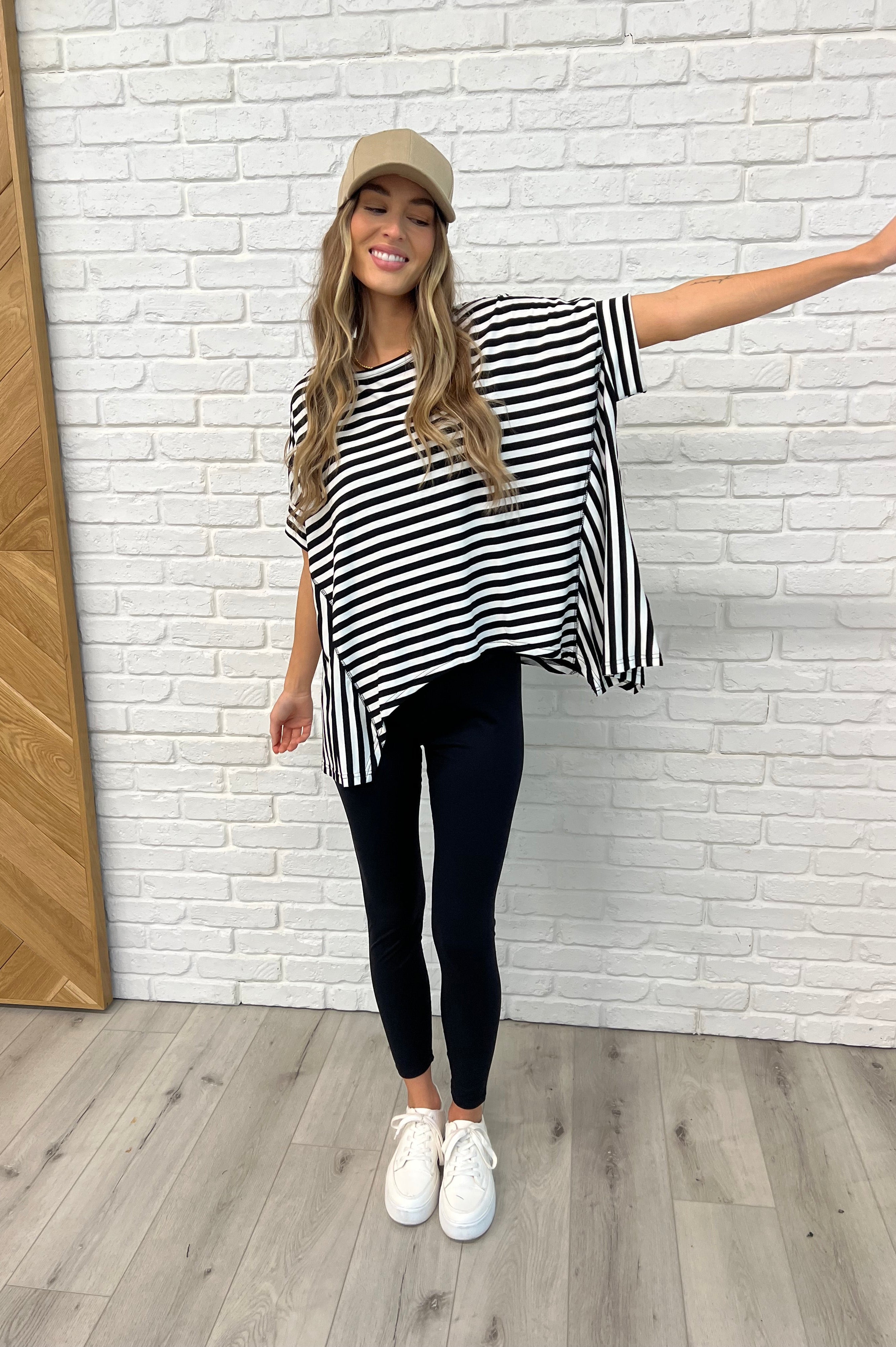 No Stopping It Striped Oversized Top-Womens-Stay Foxy Boutique, Florissant, Missouri