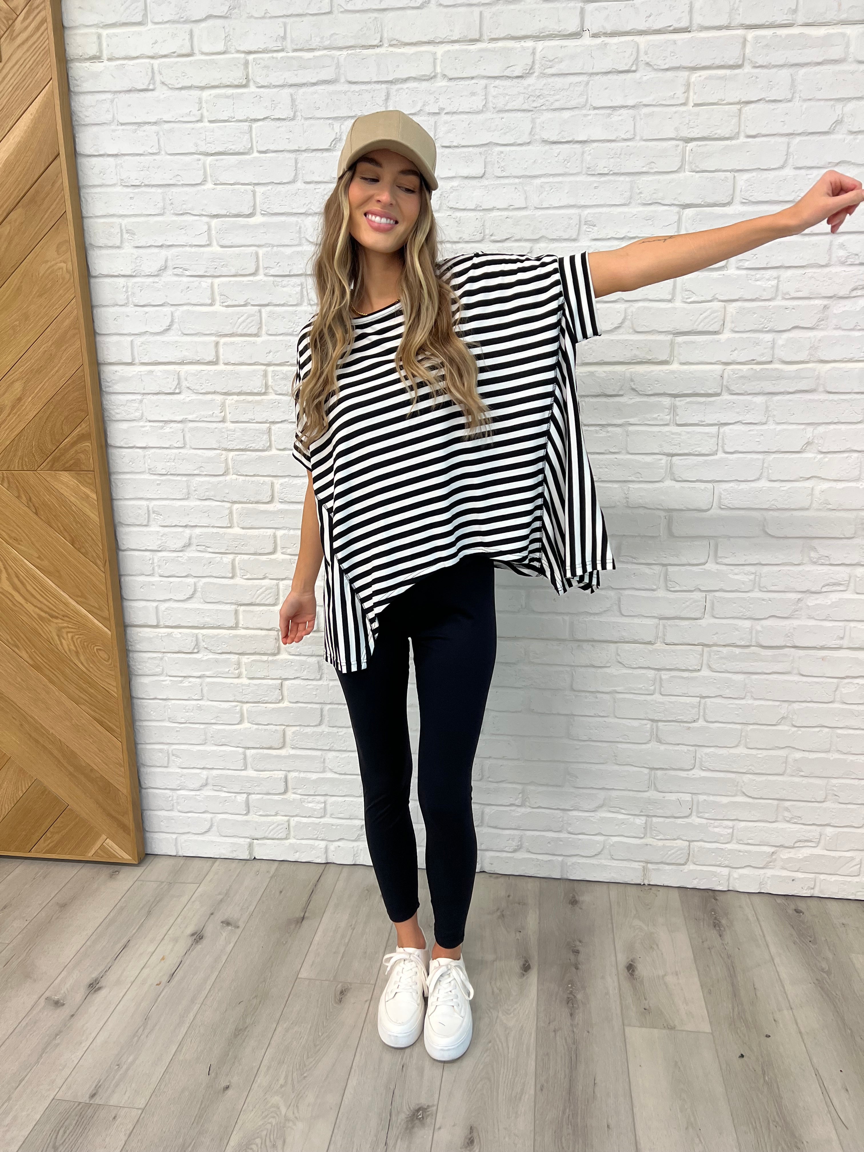 No Stopping It Striped Oversized Top-Womens-Stay Foxy Boutique, Florissant, Missouri
