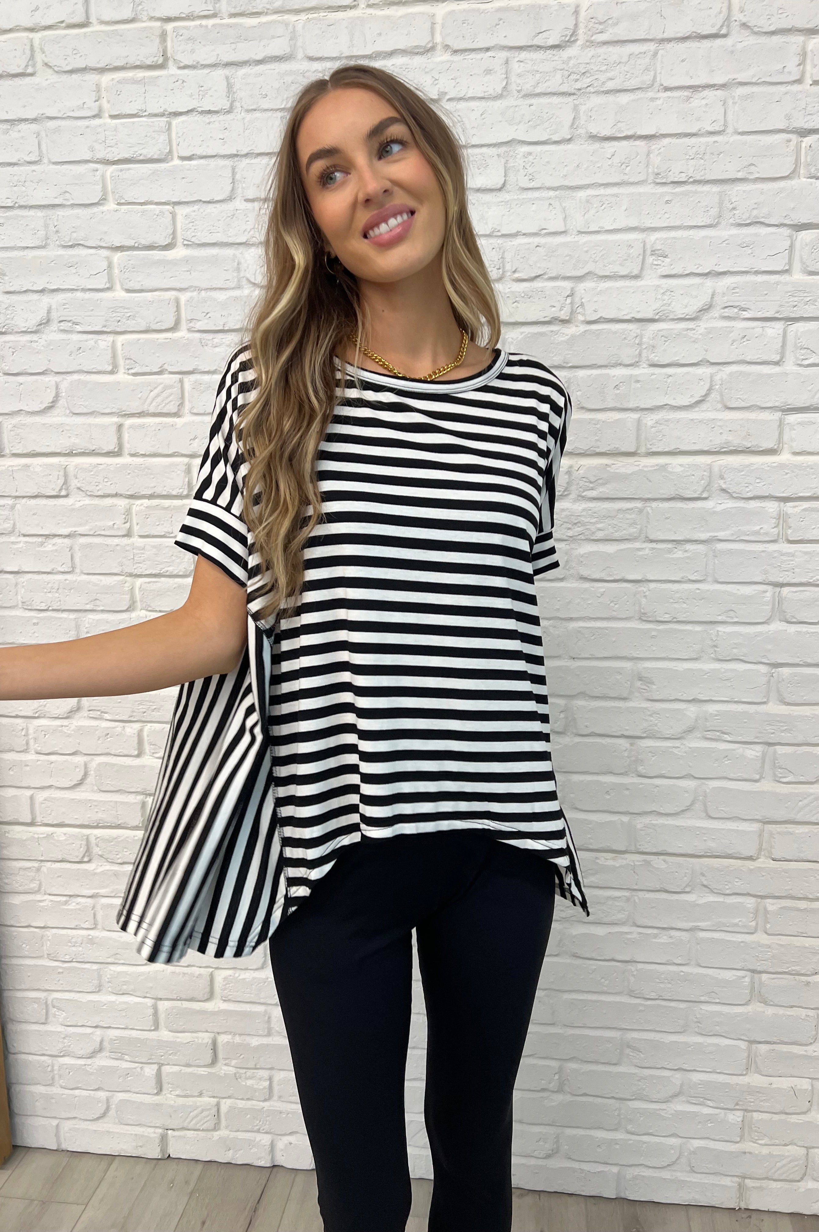 No Stopping It Striped Oversized Top-Womens-Stay Foxy Boutique, Florissant, Missouri