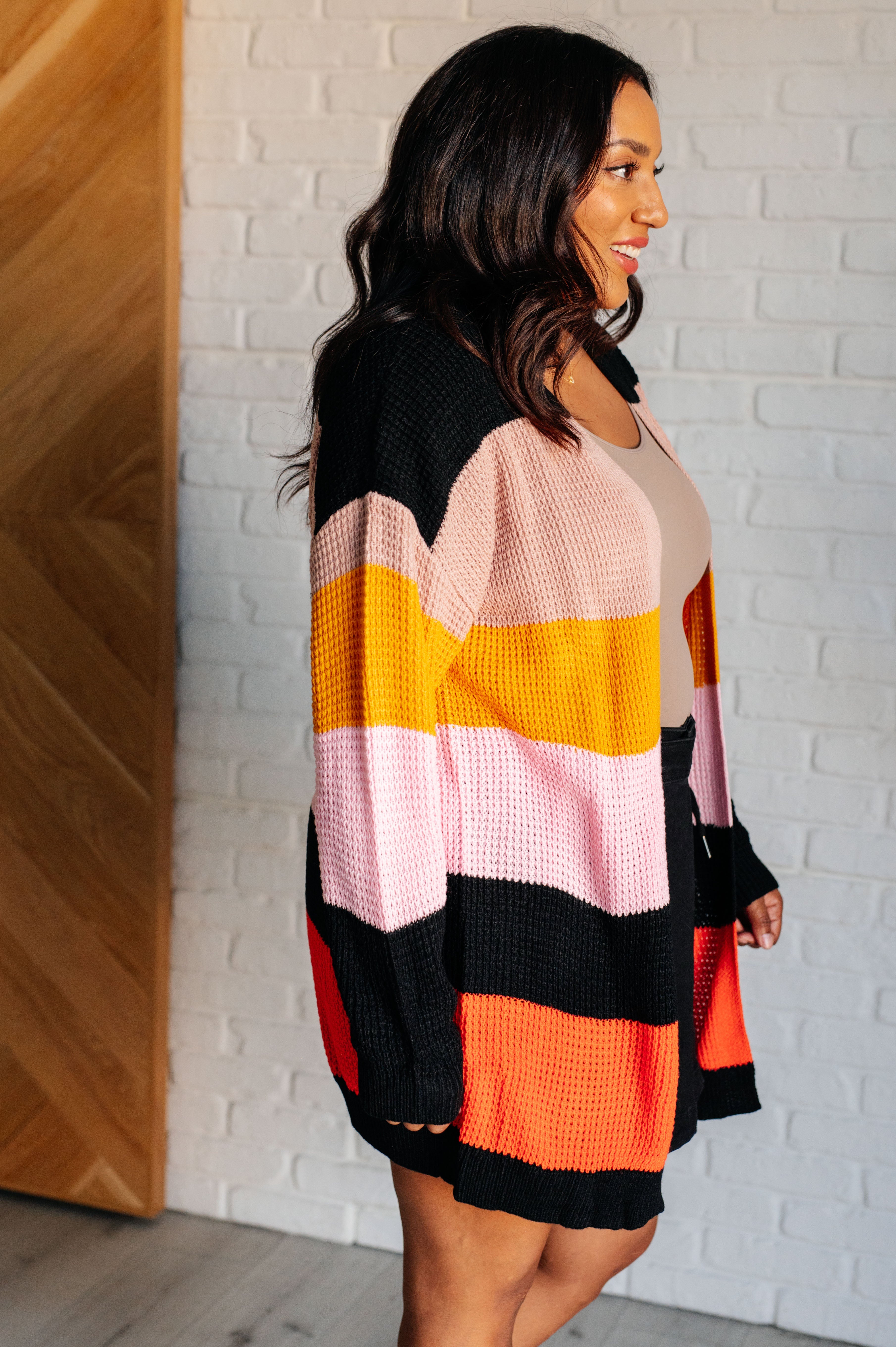 Not Quite Sure Striped Open Front Cardigan-Layers-Stay Foxy Boutique, Florissant, Missouri