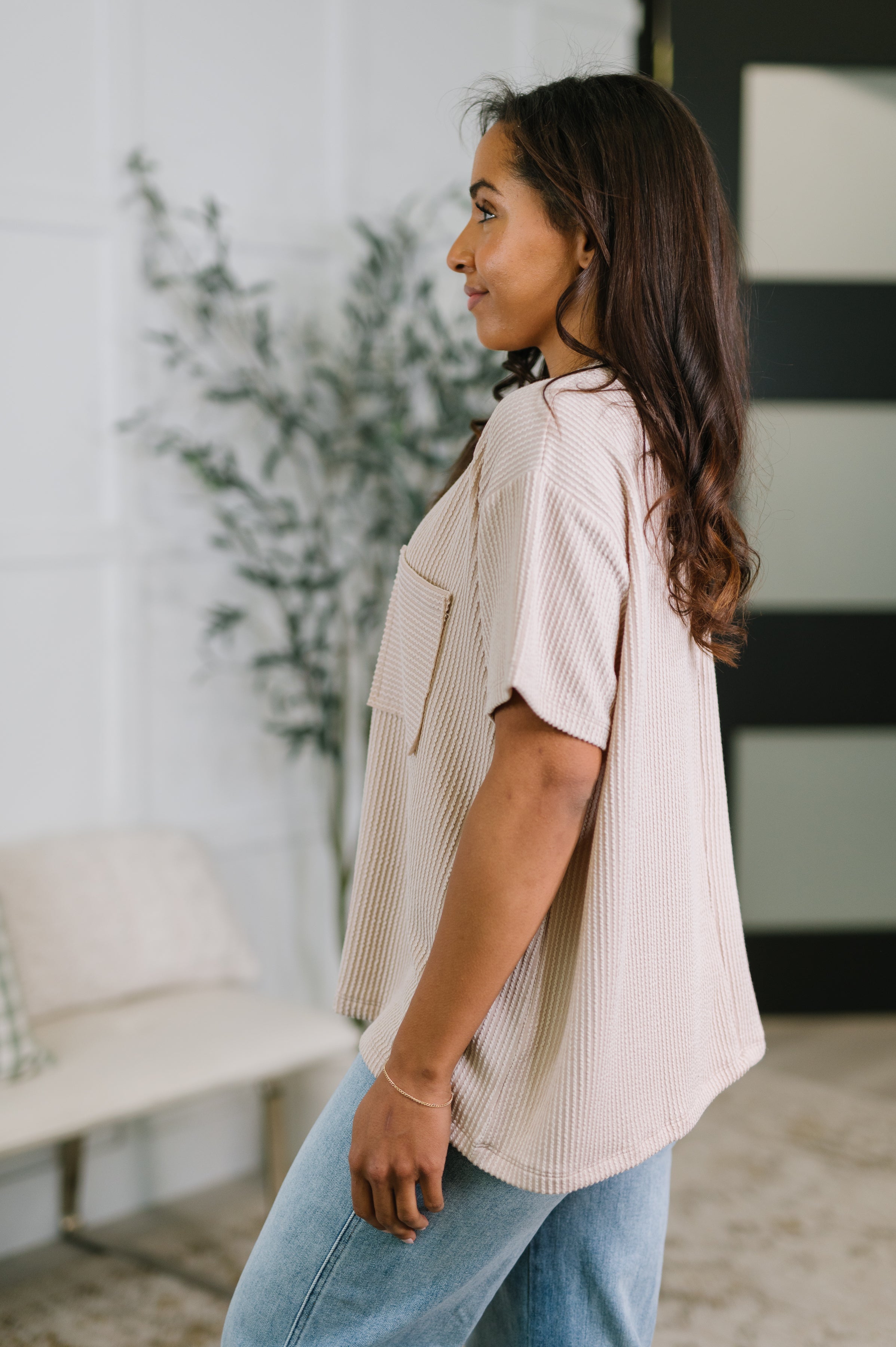 Not That complicated Textured Boxy Tee in Ash Mocha-Womens-Stay Foxy Boutique, Florissant, Missouri
