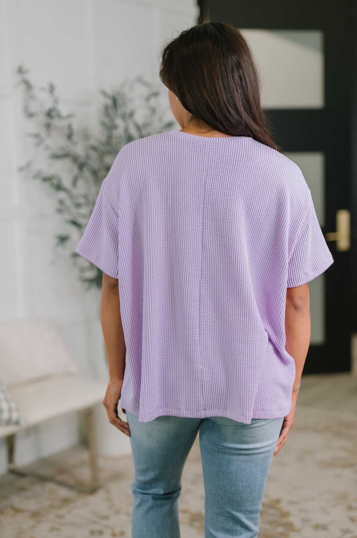 Not That complicated Textured Boxy Tee in Lavender-Womens-Stay Foxy Boutique, Florissant, Missouri