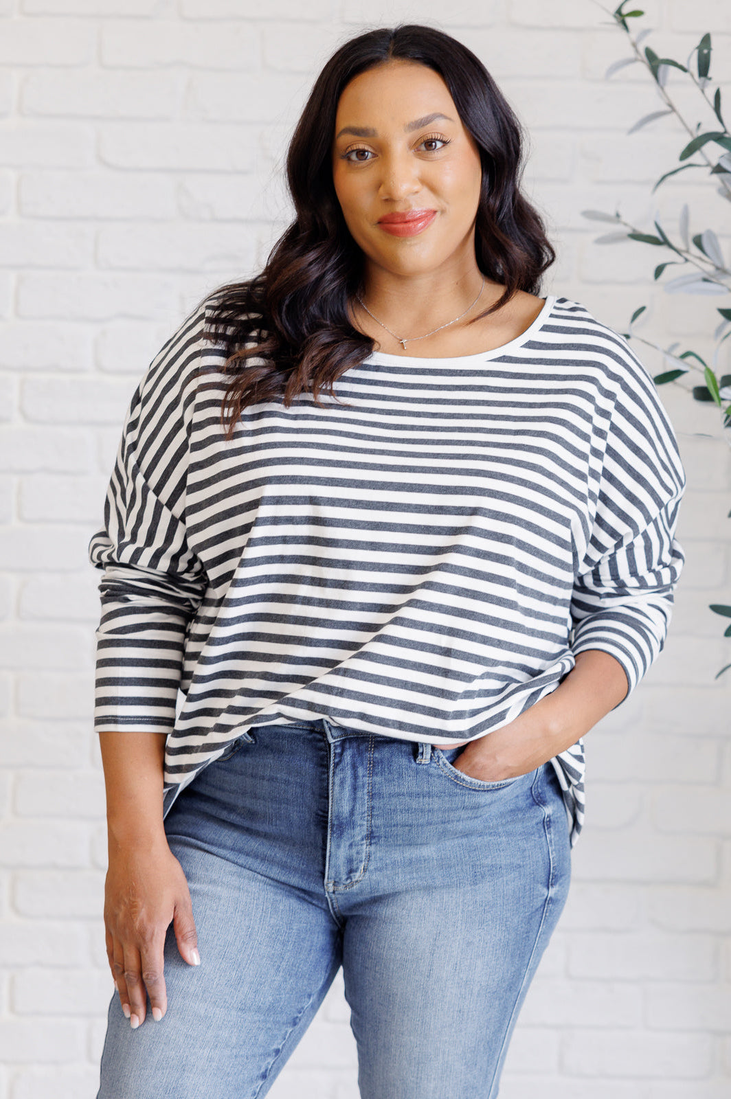 Obviously Mine Striped Oversized Top-Tops-Stay Foxy Boutique, Florissant, Missouri