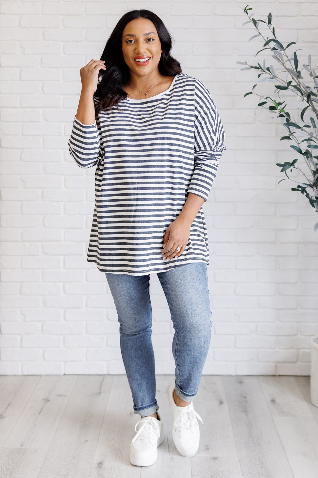 Obviously Mine Striped Oversized Top-Tops-Stay Foxy Boutique, Florissant, Missouri