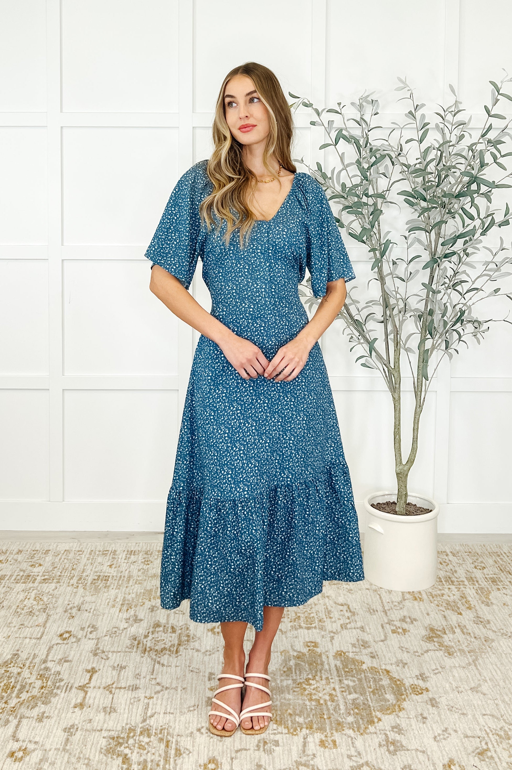 Olive Dress in Blue Vineyard-Womens-Stay Foxy Boutique, Florissant, Missouri