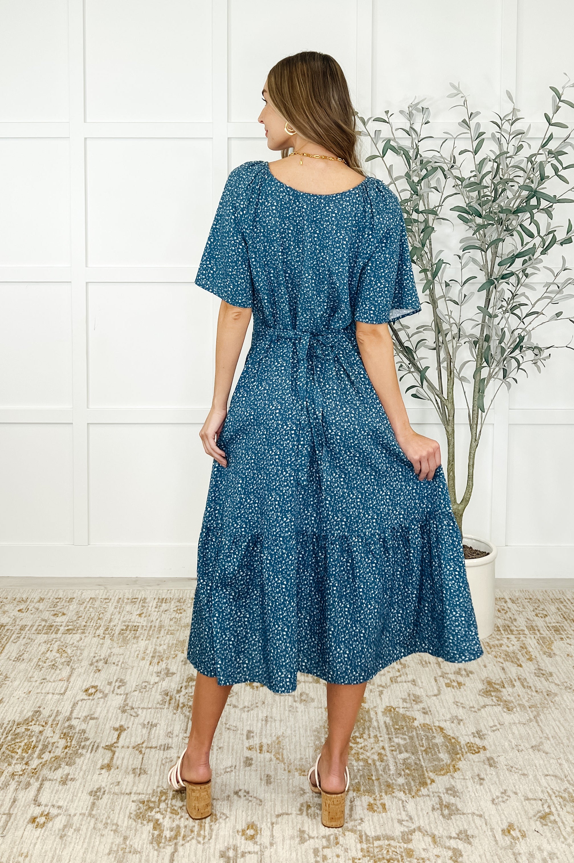 Olive Dress in Blue Vineyard-Womens-Stay Foxy Boutique, Florissant, Missouri