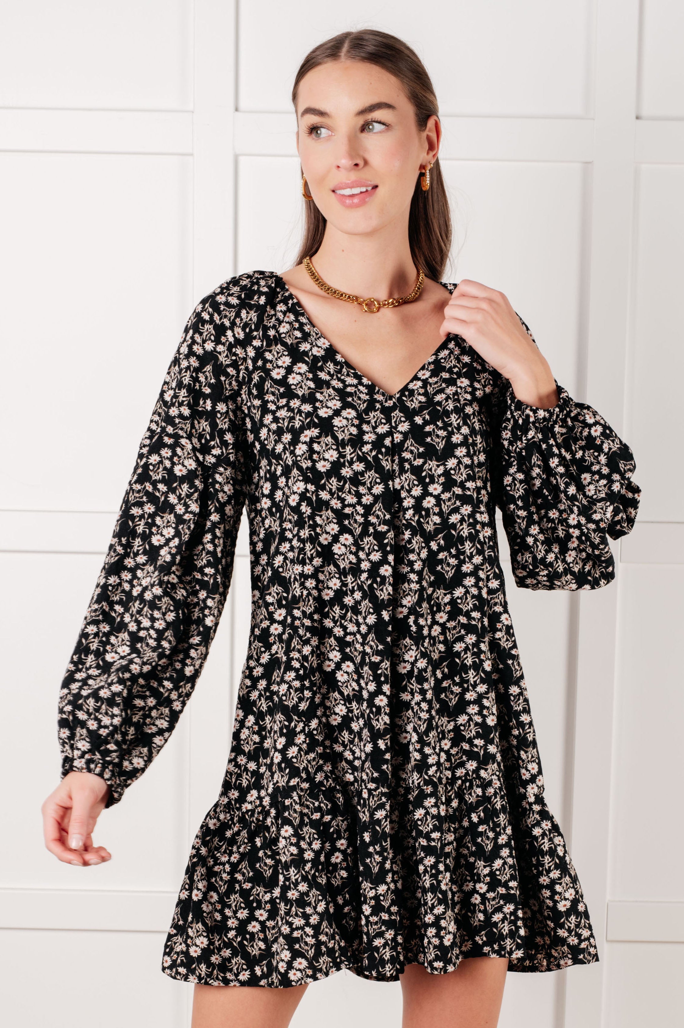Once Again V-Neck Floral Dress-Dresses-Stay Foxy Boutique, Florissant, Missouri