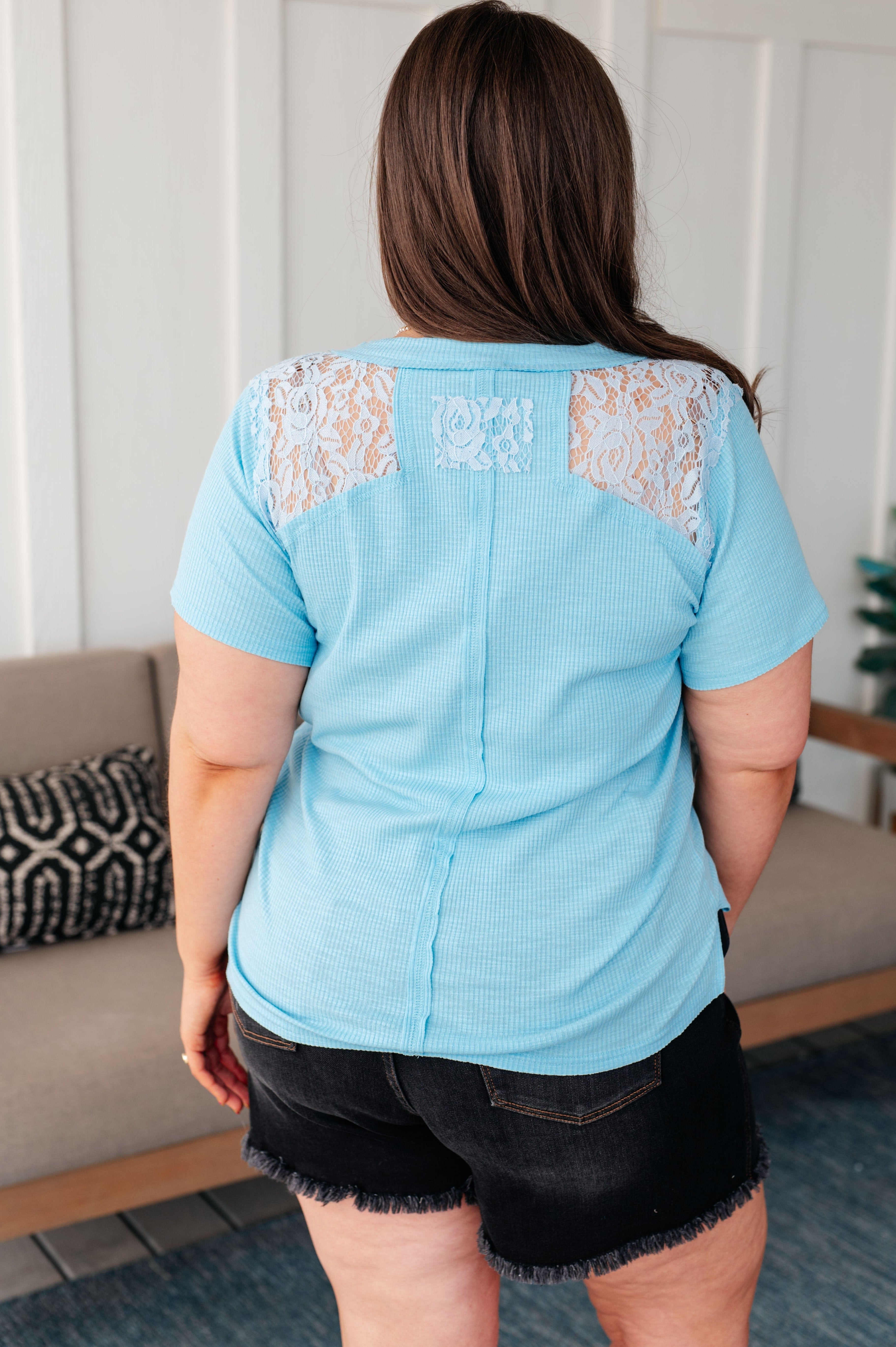 Only Happy When it Rains Lace Detail Top-Tops-Stay Foxy Boutique, Florissant, Missouri