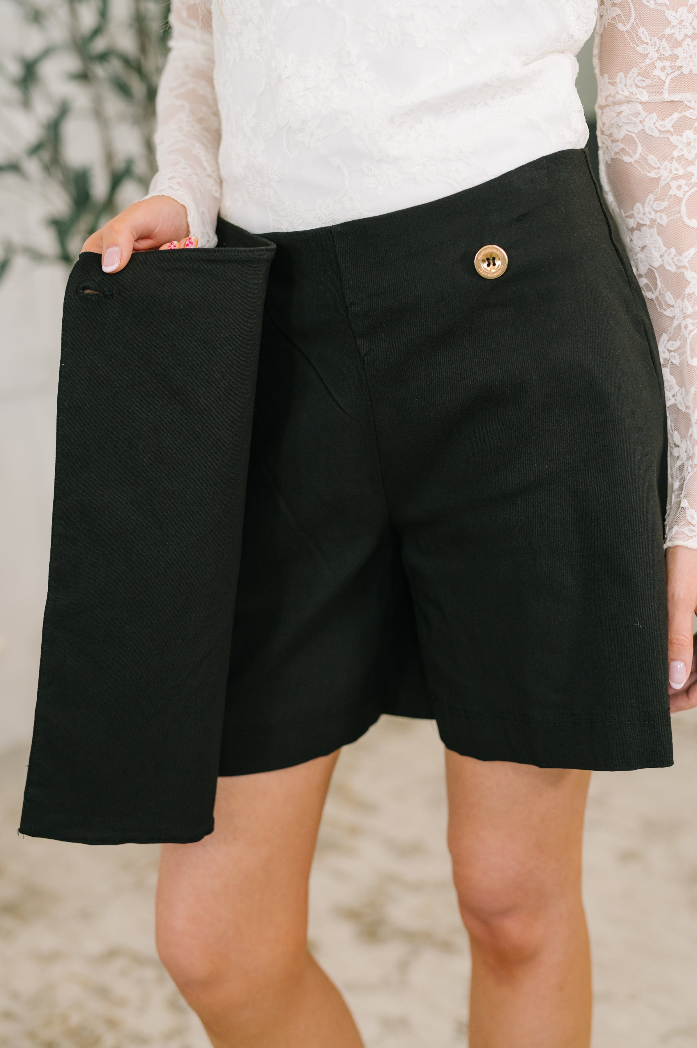 Only Pair Faux Wrap Skort in Black-Womens-Stay Foxy Boutique, Florissant, Missouri