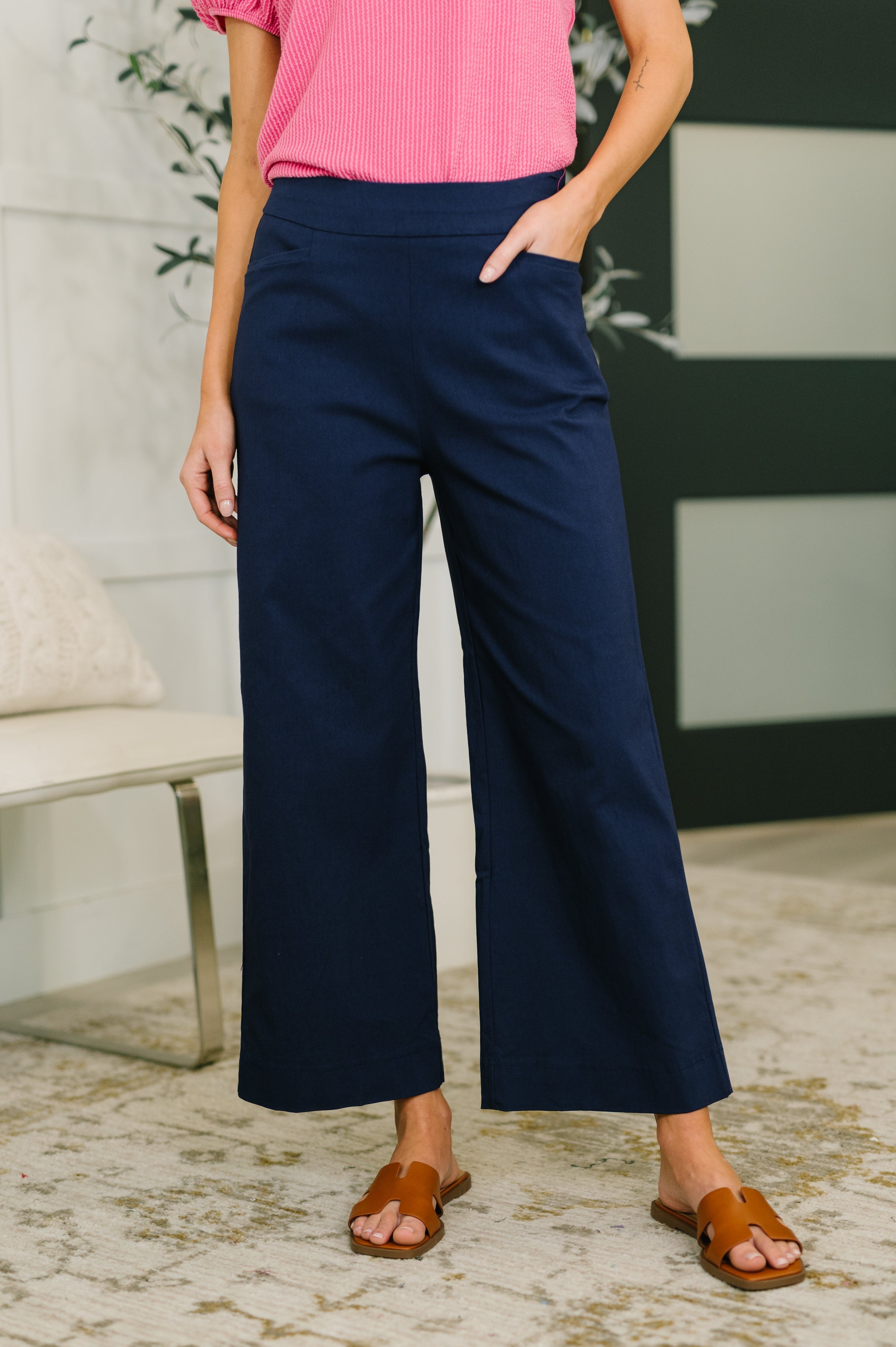 Only Pair High Waisted Wide Leg Bottoms in Navy-Womens-Stay Foxy Boutique, Florissant, Missouri