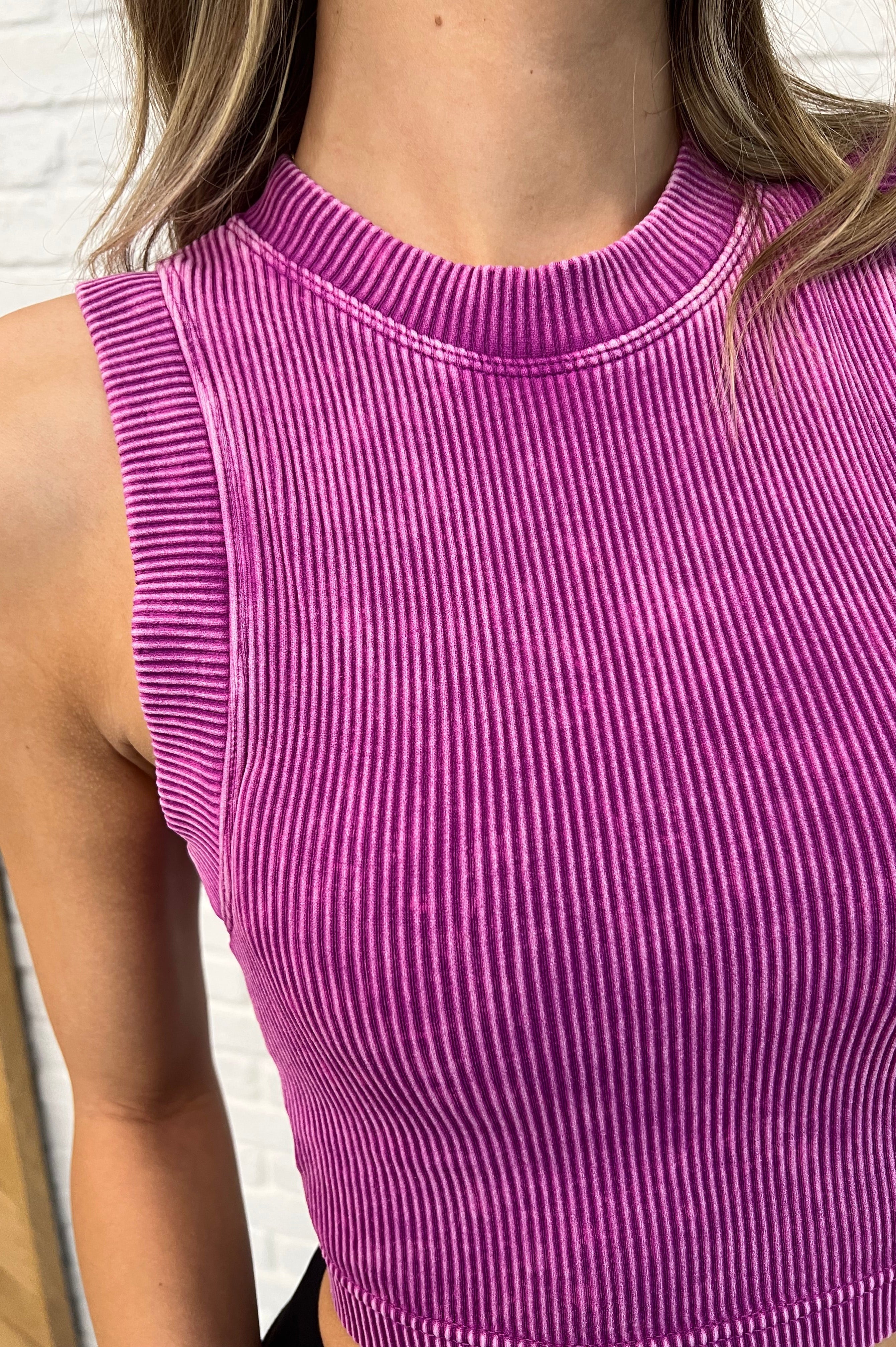Over and Out Cropped Ribbed Tank in Lt Plum-Womens-Stay Foxy Boutique, Florissant, Missouri