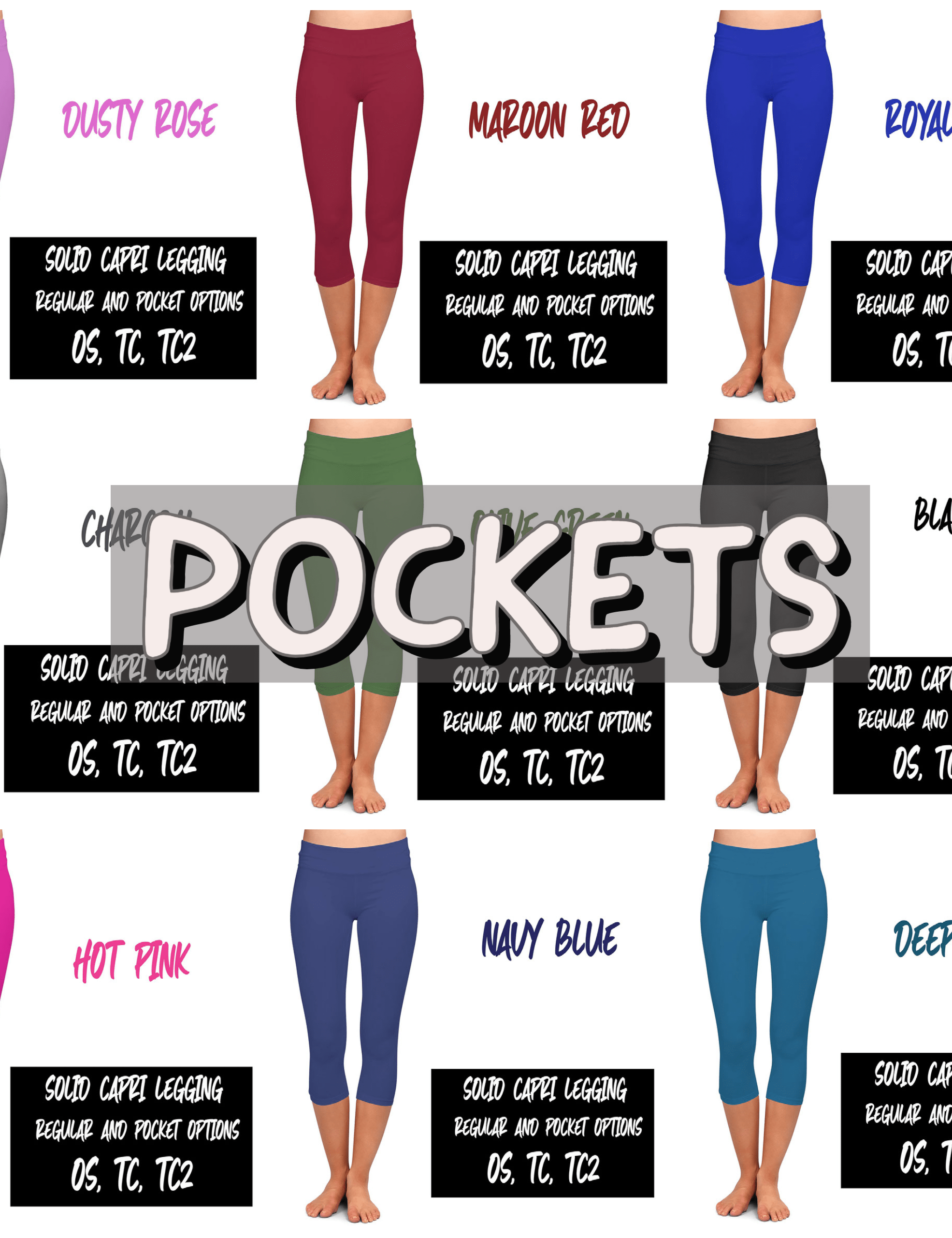 SOLID POCKET CAPRI (VARIETY OF COLORS)-Stay Foxy Boutique, Florissant, Missouri