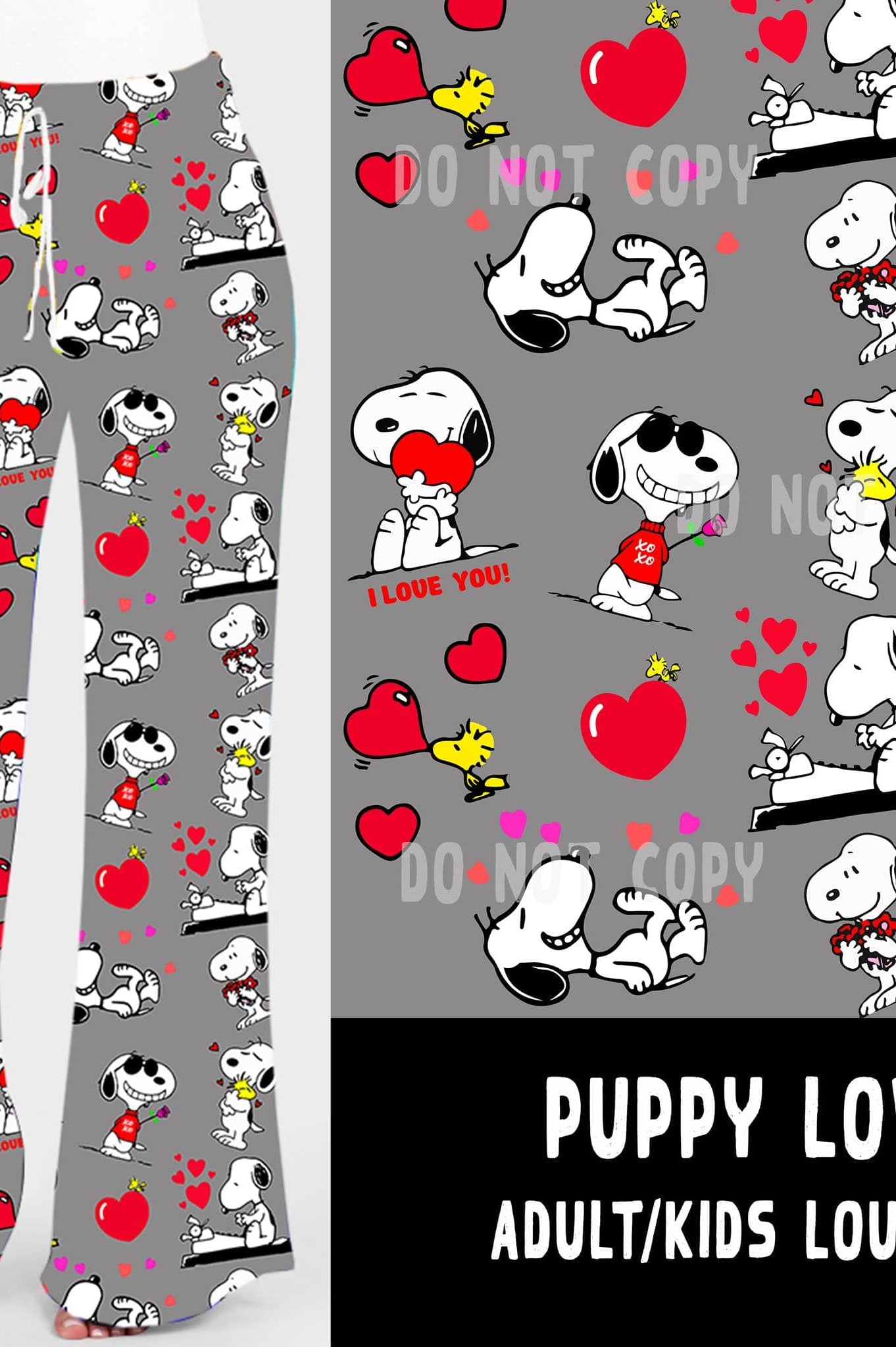 LUCKY IN LOVE-PUPPY LOVE UNISEX ADULT/KIDS LOUNGER-Stay Foxy Boutique, Florissant, Missouri