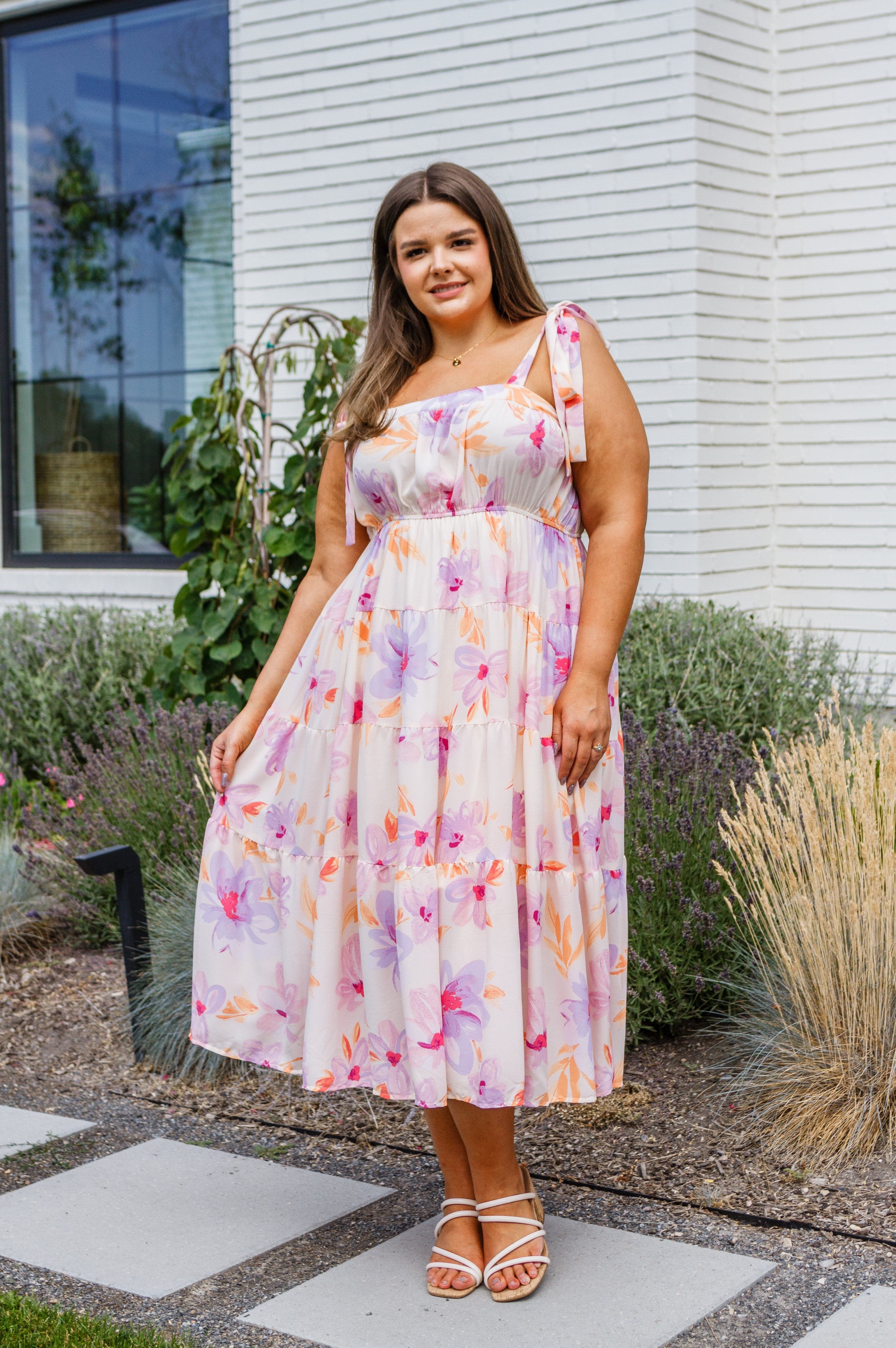 Pastel Petals Floral Midi Dress-Dresses-Stay Foxy Boutique, Florissant, Missouri