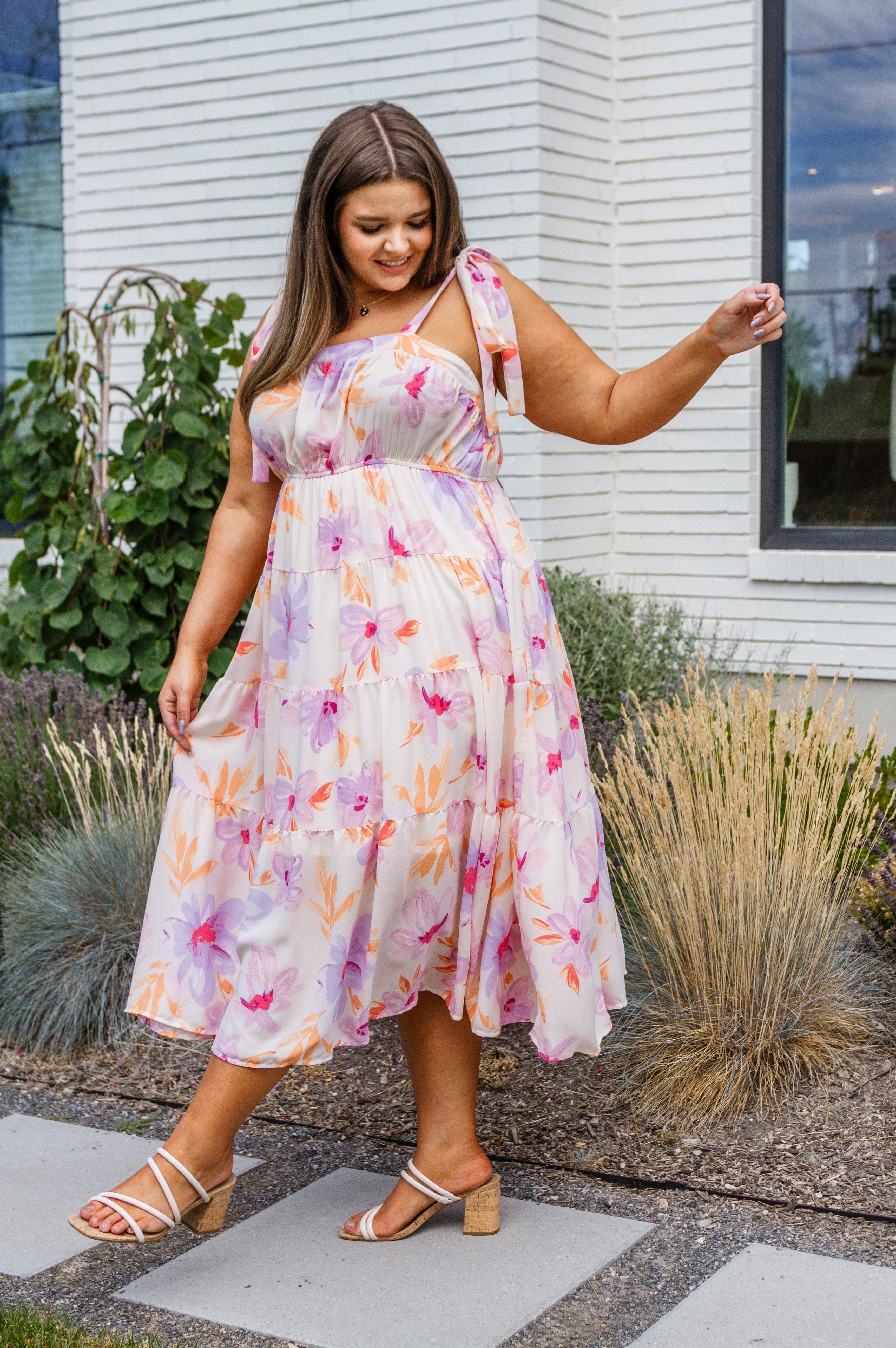 Pastel Petals Floral Midi Dress-Dresses-Stay Foxy Boutique, Florissant, Missouri
