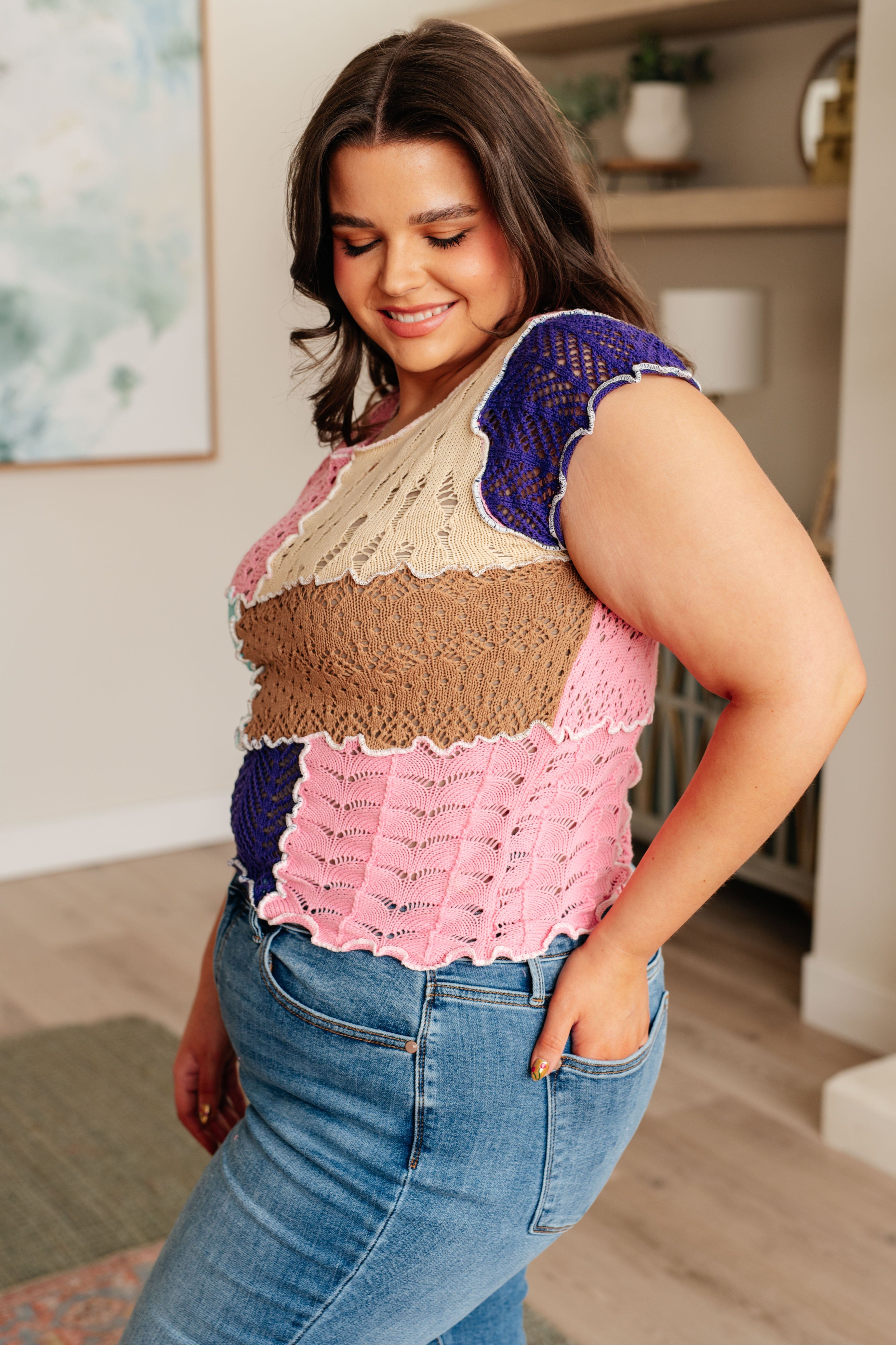 Patch Me Up Patchwork Knit Top-Tops-Stay Foxy Boutique, Florissant, Missouri