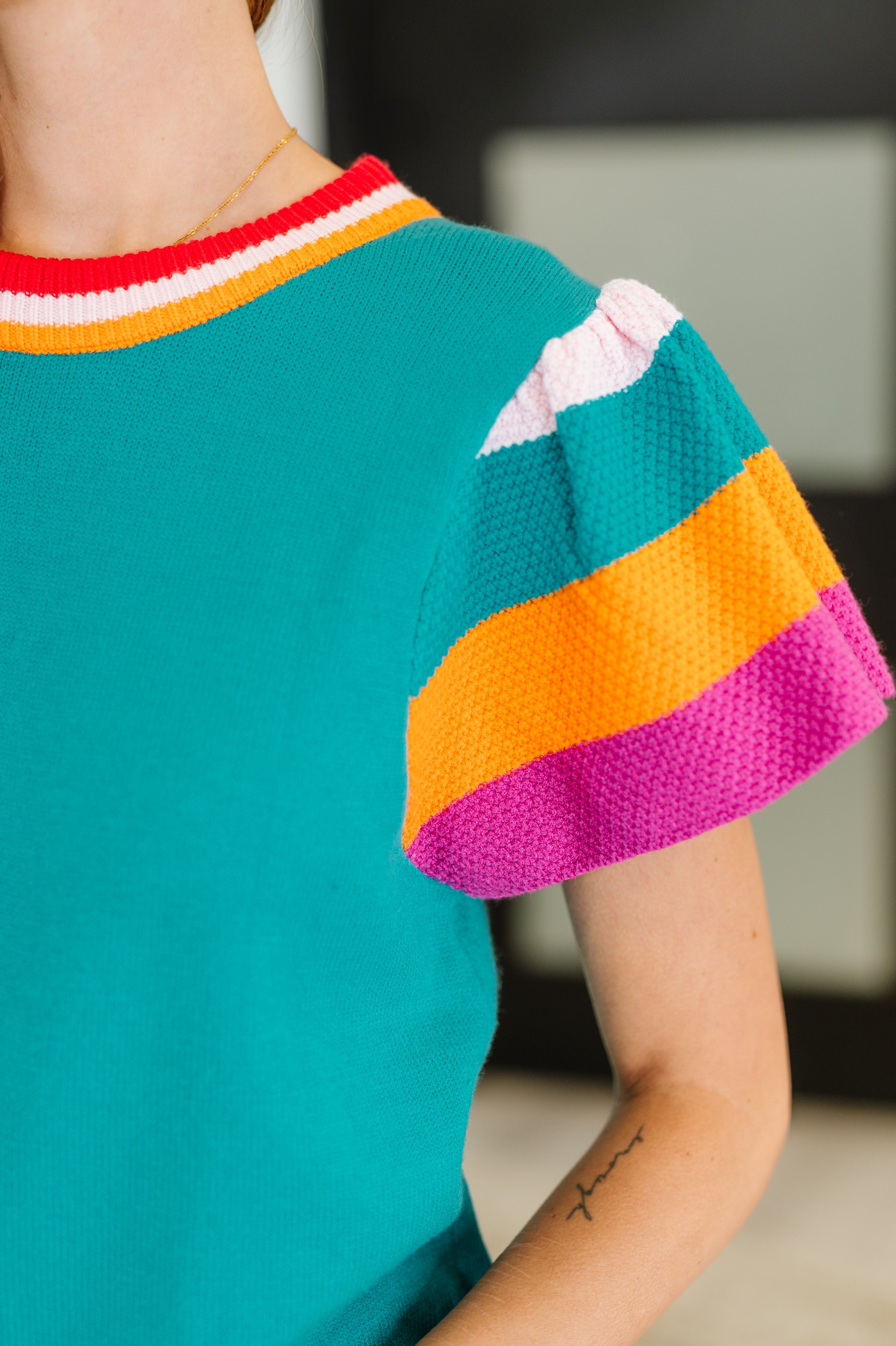 Perfect Playlist Color Block Sleeve Top-Womens-Stay Foxy Boutique, Florissant, Missouri