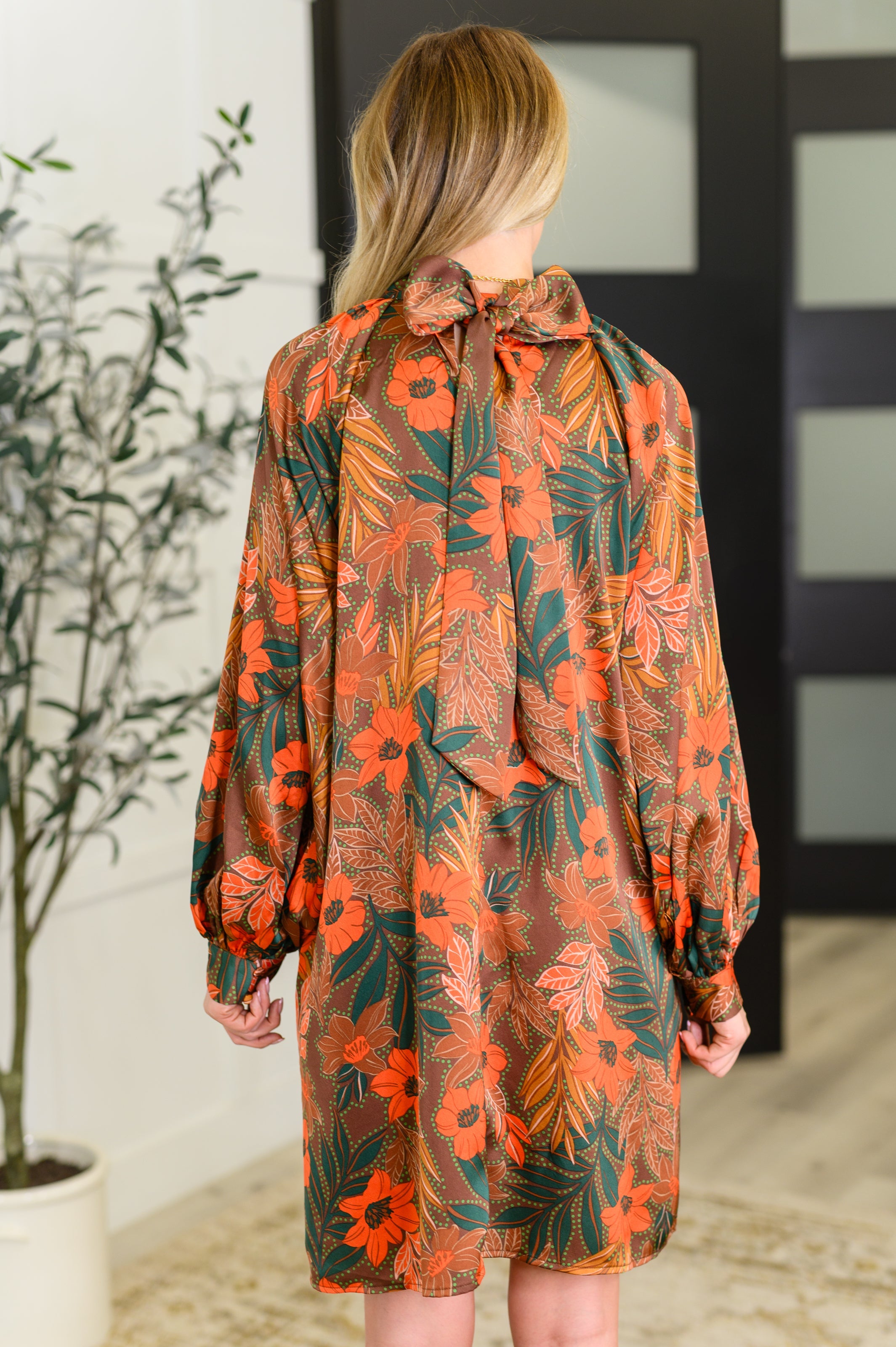 Petals After Dark Balloon Sleeve Dress-Womens-Stay Foxy Boutique, Florissant, Missouri