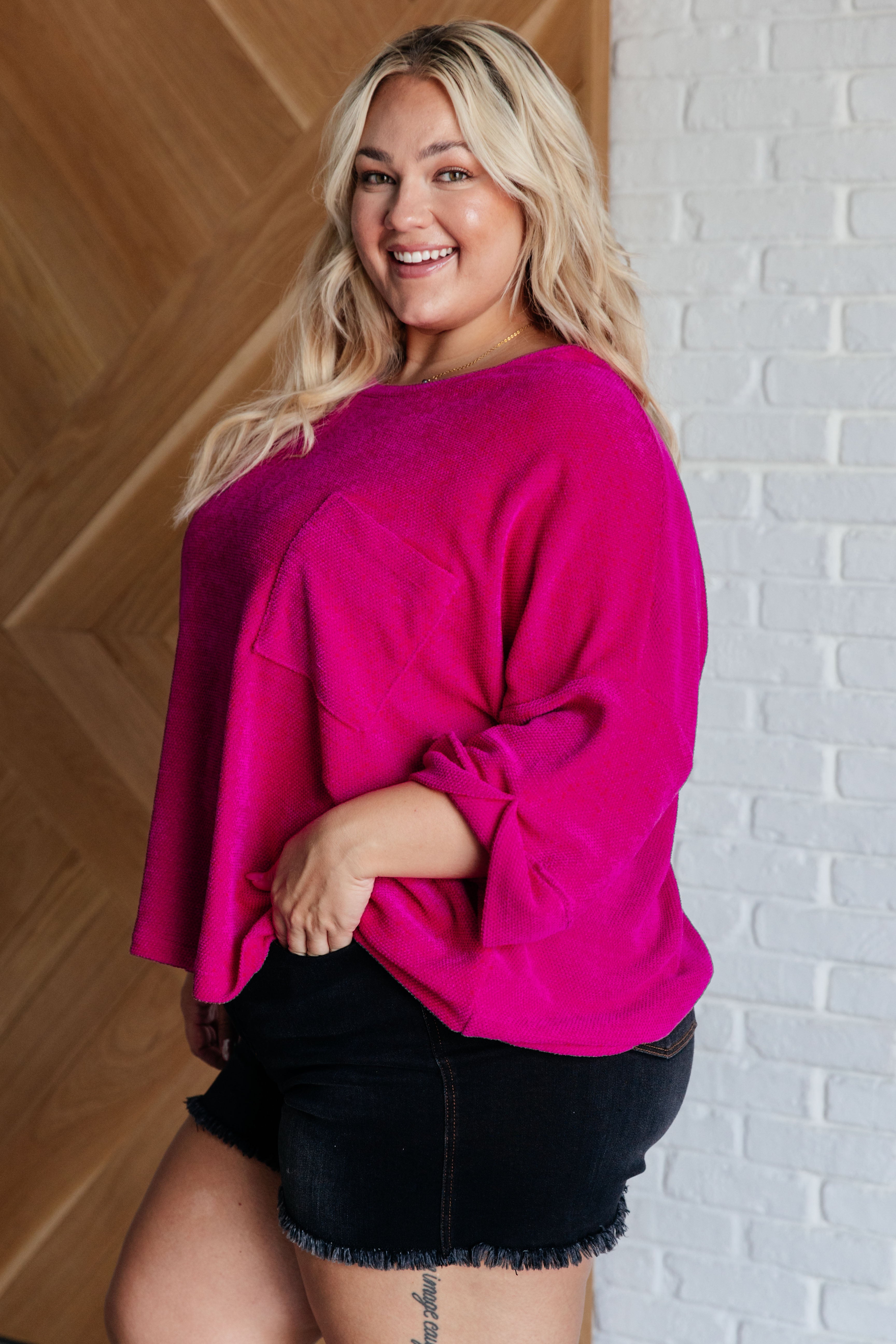 Pink Thoughts Chenille Blouse-Womens-Stay Foxy Boutique, Florissant, Missouri