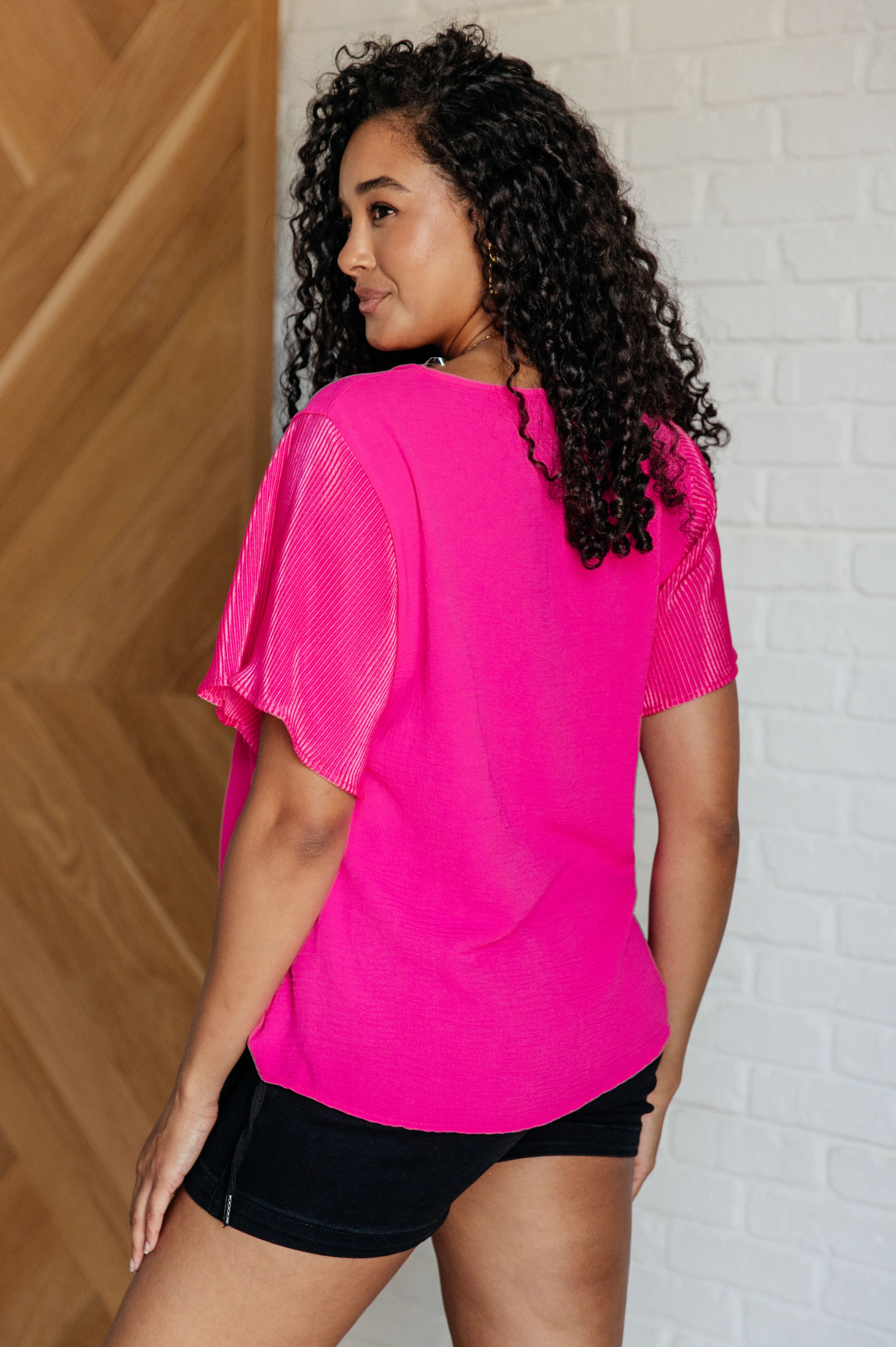 Pink and Perfect Ruffle Sleeve Top-Womens-Stay Foxy Boutique, Florissant, Missouri
