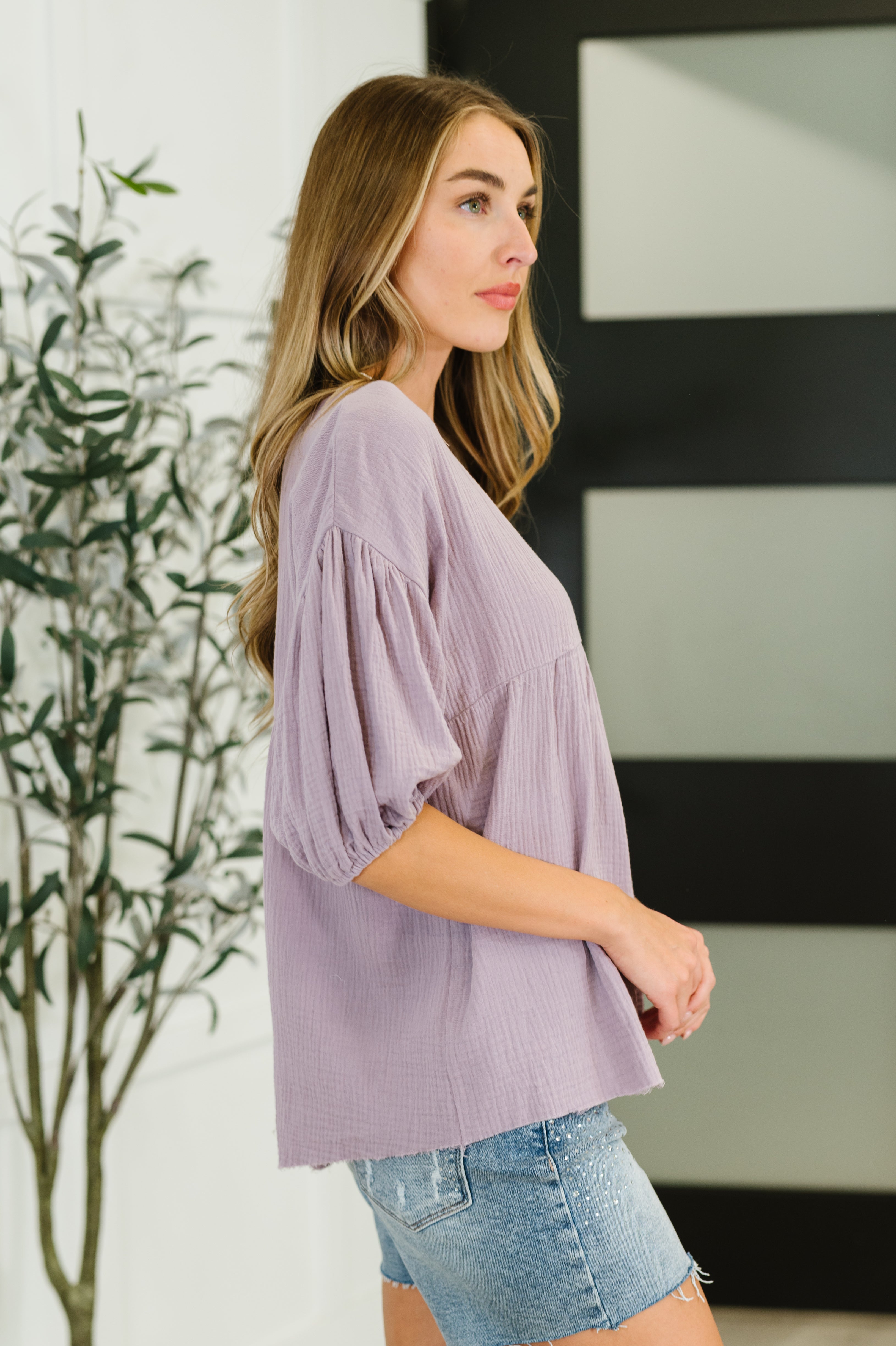 Pleasantly Perfect Bubble Sleeve Peasant Blouse-Blouses-Stay Foxy Boutique, Florissant, Missouri
