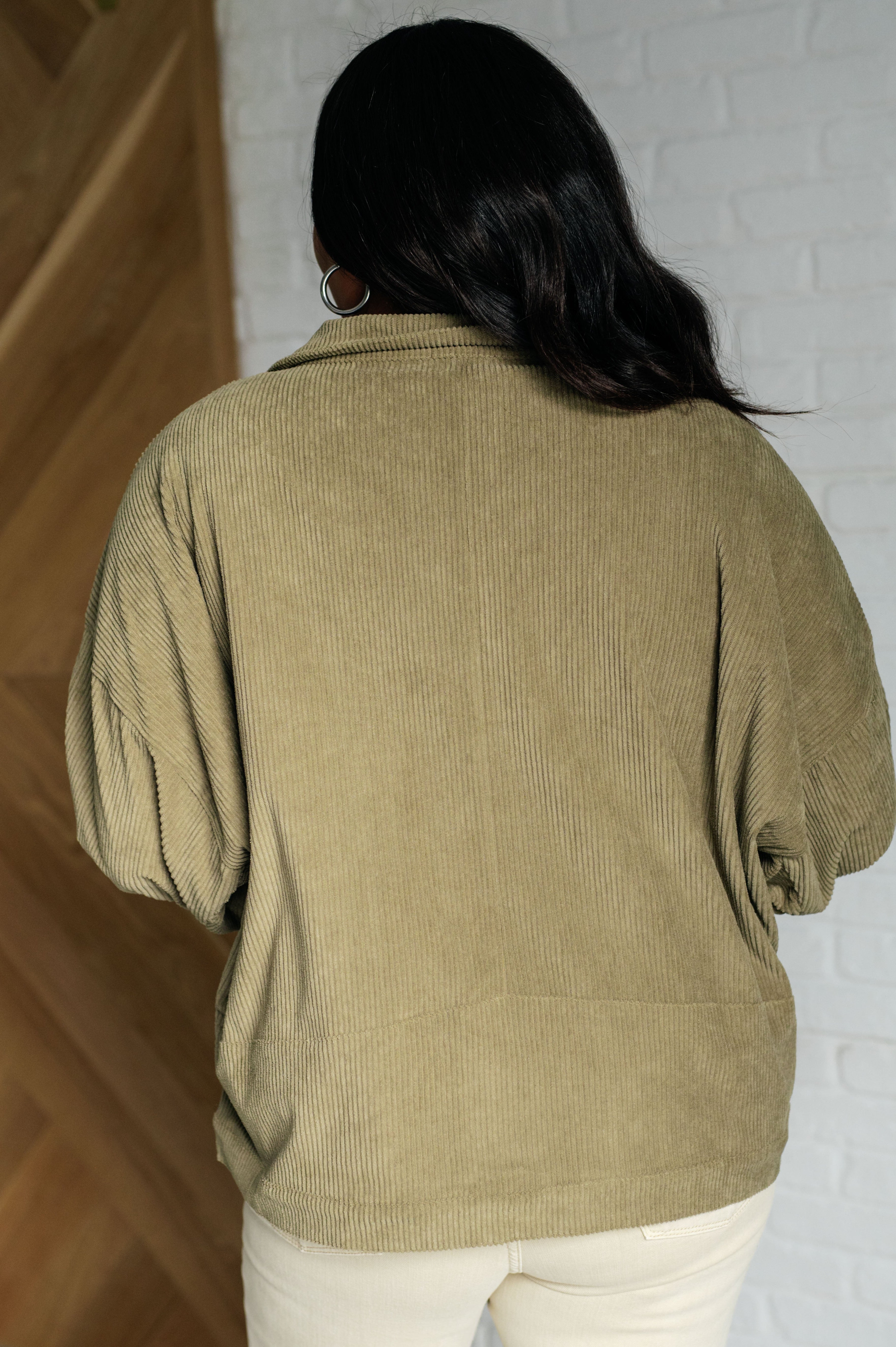 Primrose Corduroy Jacket in Olive-Layers-Stay Foxy Boutique, Florissant, Missouri