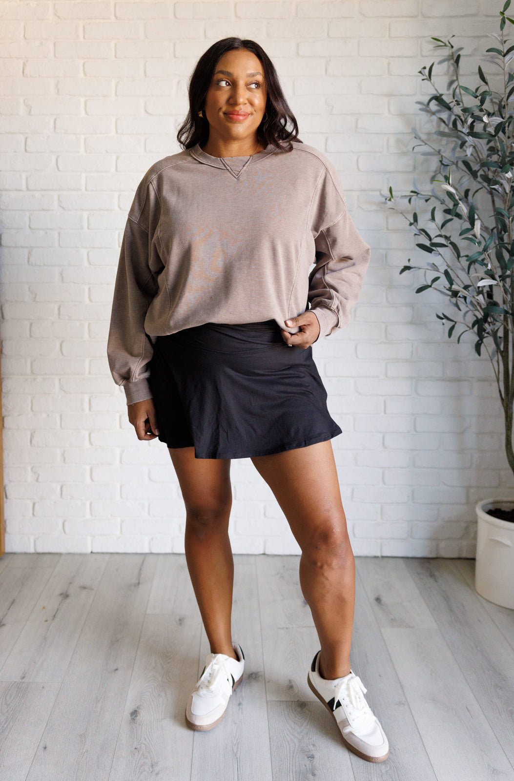 Quick Fix Mineral Wash Crew Neck Pullover in Mocha-Tops-Stay Foxy Boutique, Florissant, Missouri
