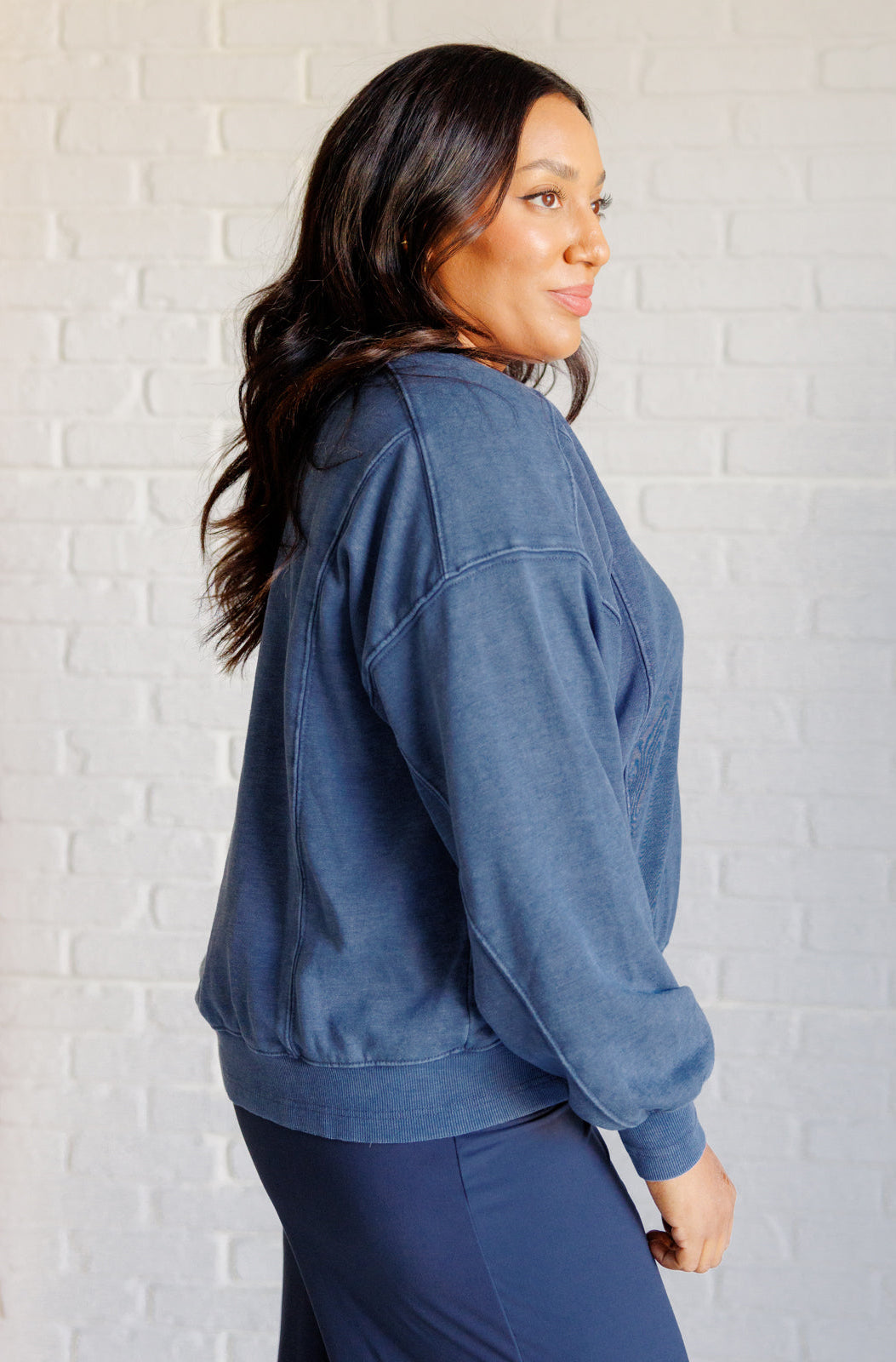 Quick Fix Mineral Wash Crew Neck Pullover in Psychic-Tops-Stay Foxy Boutique, Florissant, Missouri