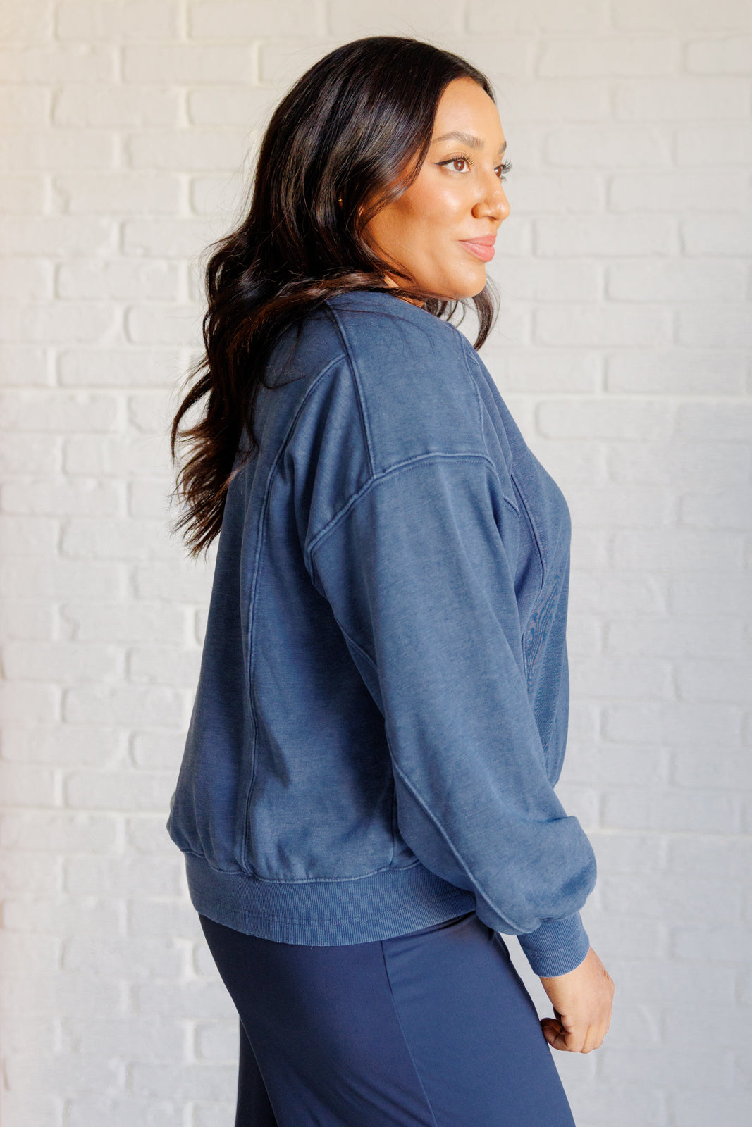 Quick Fix Mineral Wash Crew Neck Pullover in Psychic-Tops-Stay Foxy Boutique, Florissant, Missouri