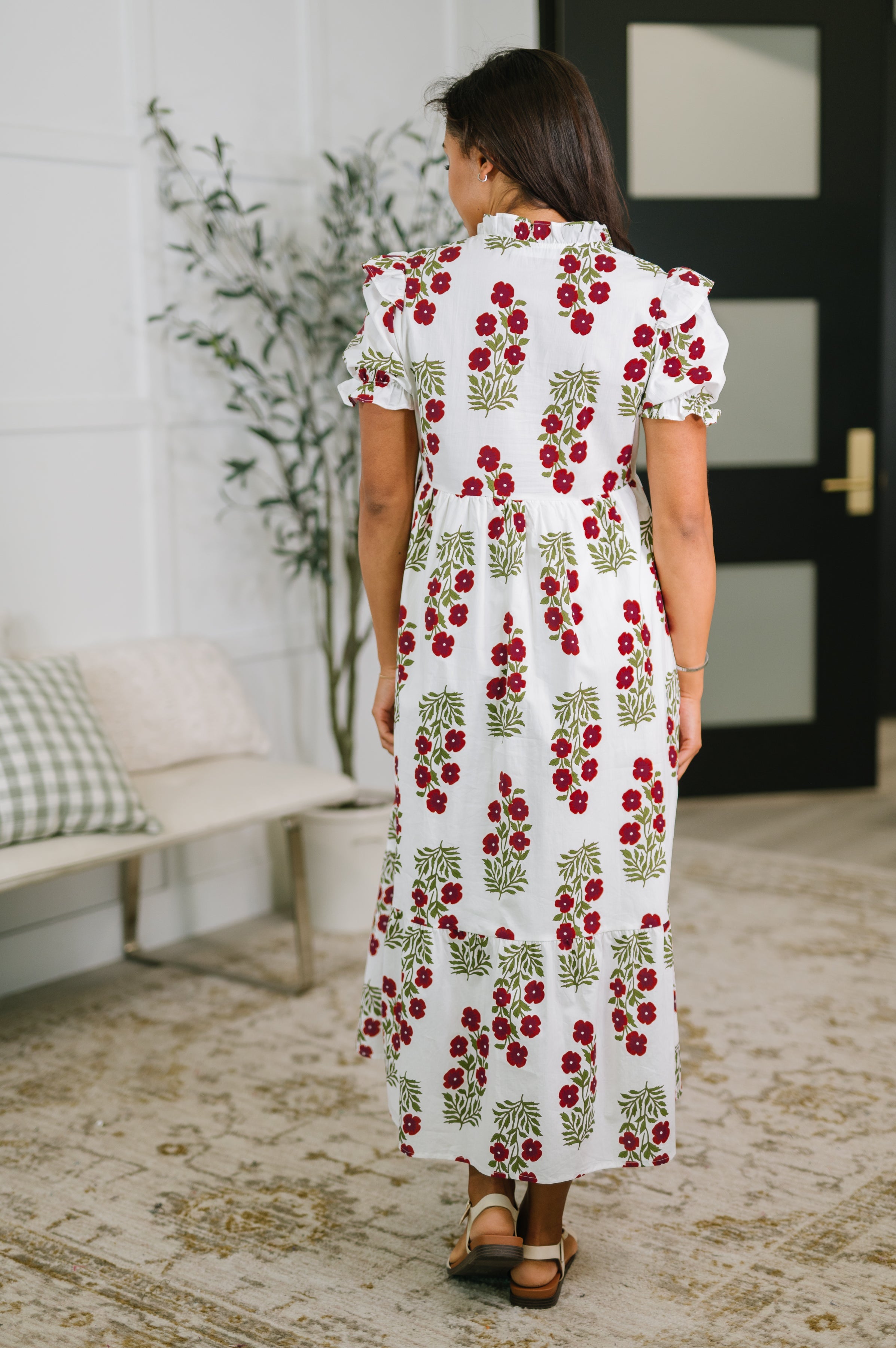 Quiet Life Notch Neck Tiered Dress in White-Womens-Stay Foxy Boutique, Florissant, Missouri