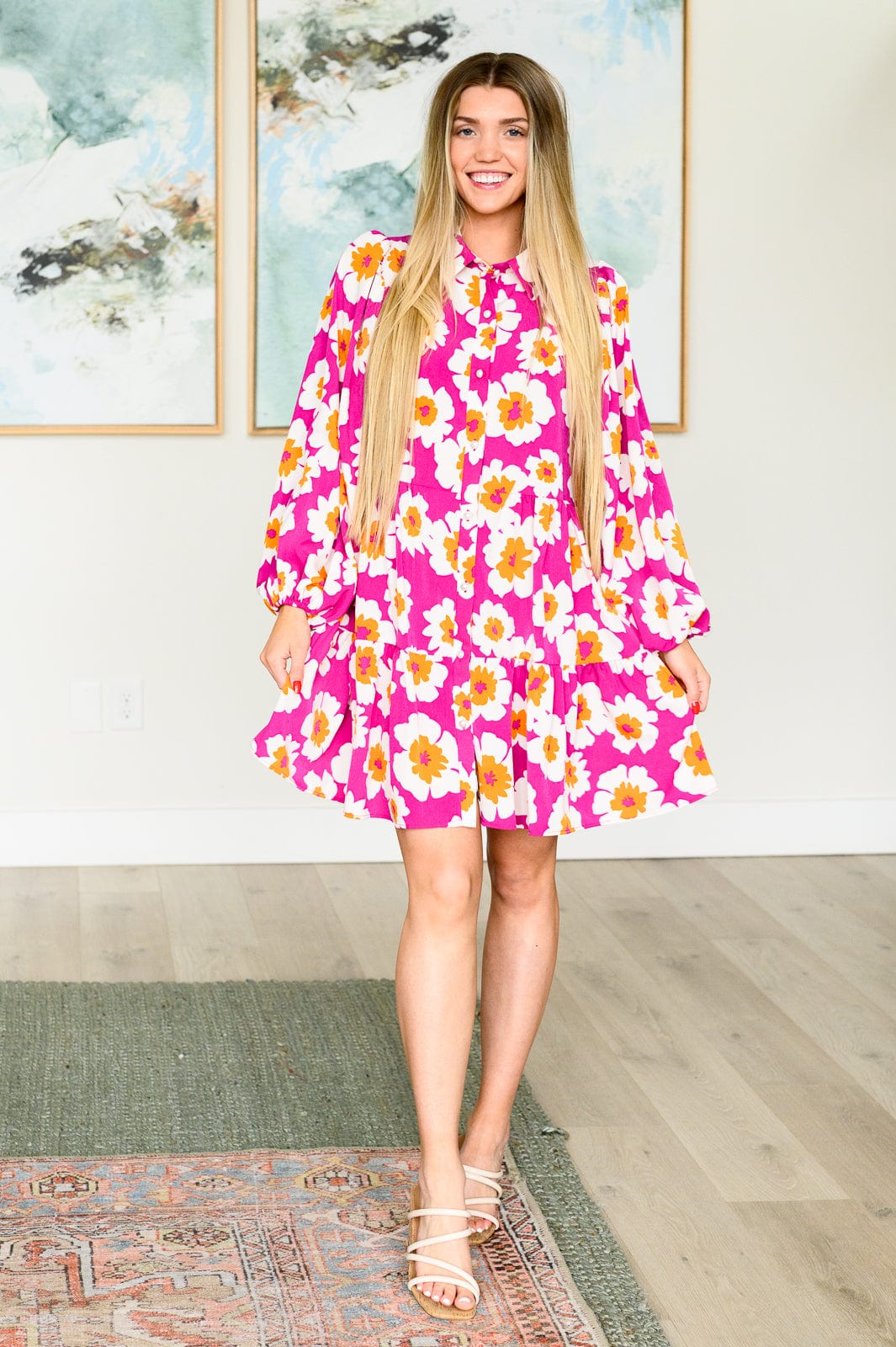 Magnificently Mod Floral Shirt Dress-Womens-Stay Foxy Boutique, Florissant, Missouri
