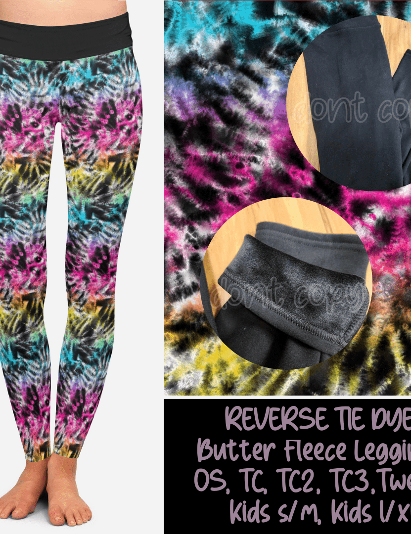REVERSE TIE DYE - BUTTER FLEECE LINED LEGGINGS-Leggings-Stay Foxy Boutique, Florissant, Missouri