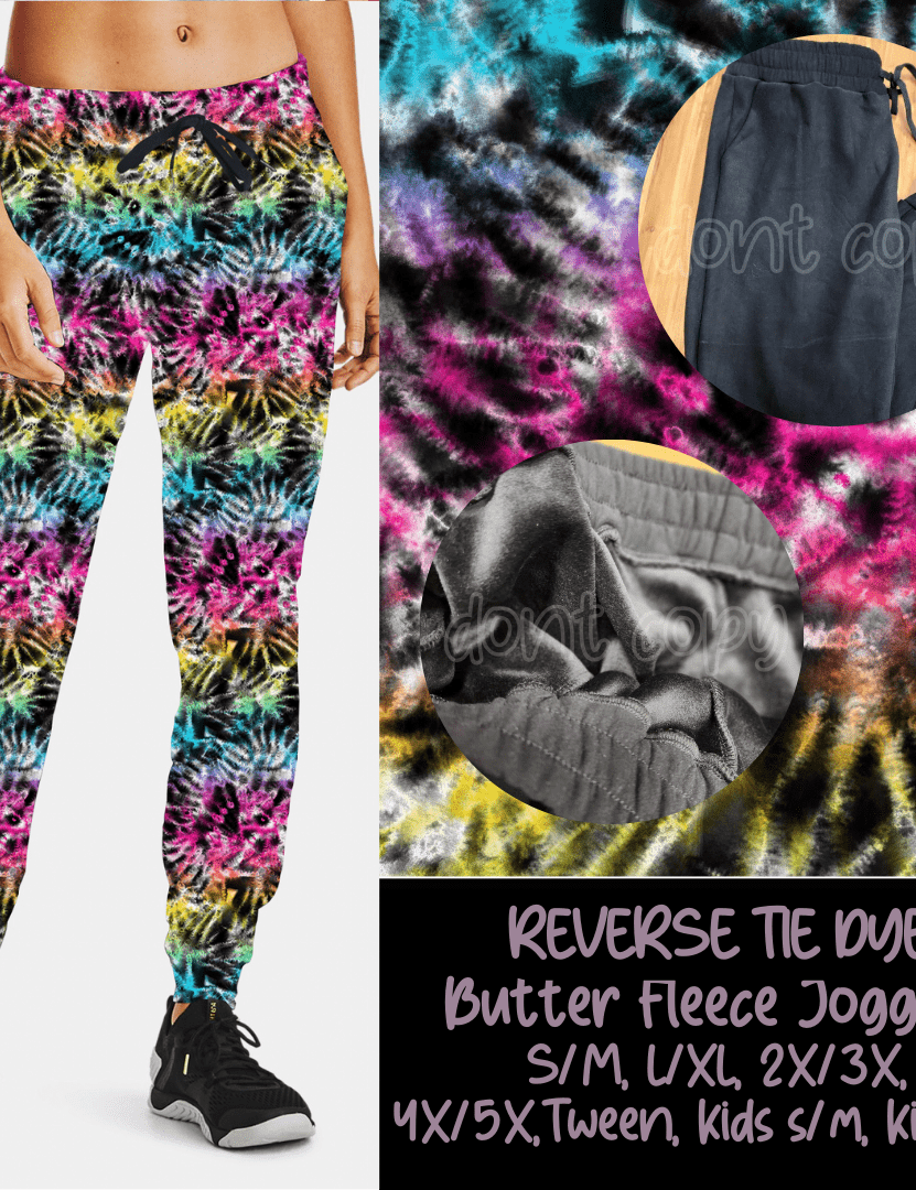 REVERSE TIE DYE - BUTTER FLEECE LINED UNISEX JOGGERS-Joggers-Stay Foxy Boutique, Florissant, Missouri