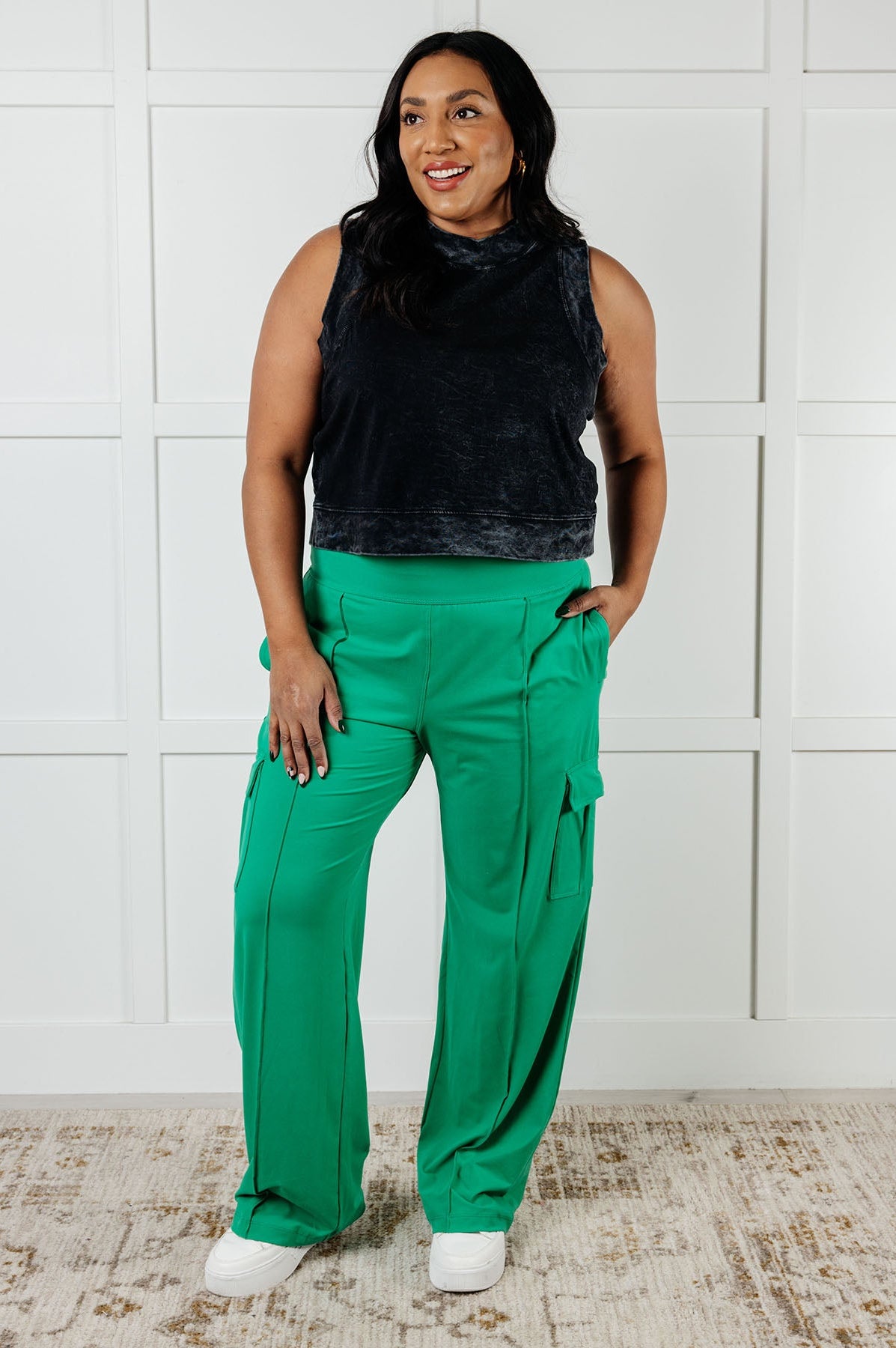 Race to Relax Cargo Pants in Emerald Green-Bottoms-Stay Foxy Boutique, Florissant, Missouri