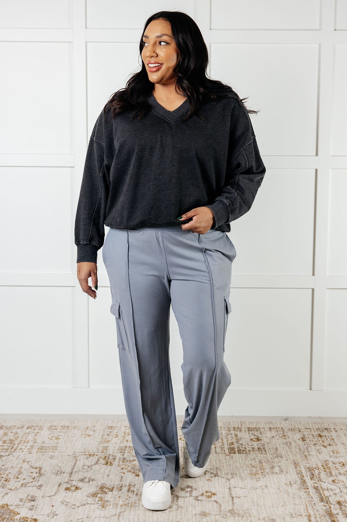Race to Relax Cargo Pants in Rhino Grey-Bottoms-Stay Foxy Boutique, Florissant, Missouri