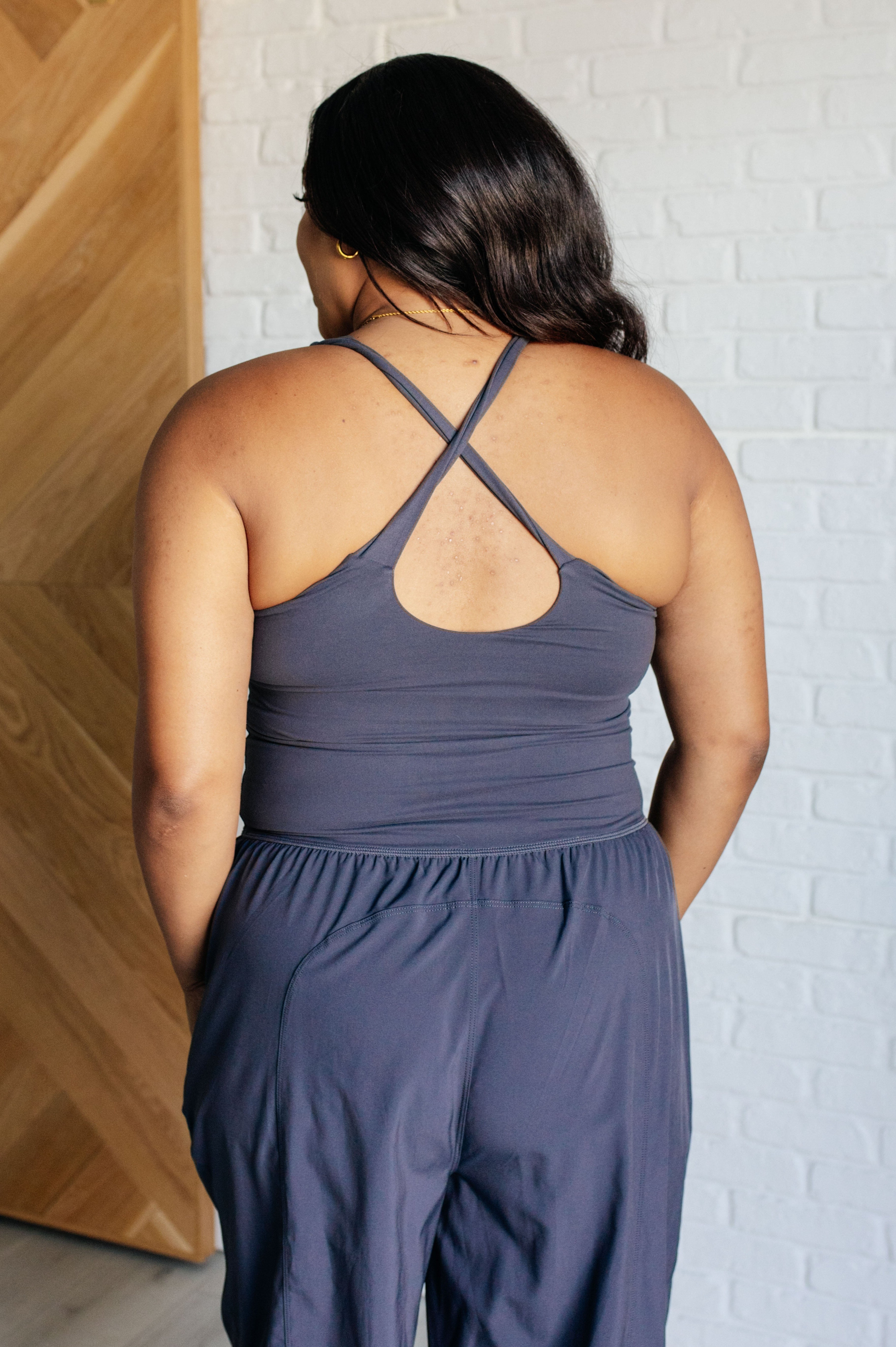 Raising Heart Rate Cutout Jumpsuit in Charcoal-Athleisure-Stay Foxy Boutique, Florissant, Missouri