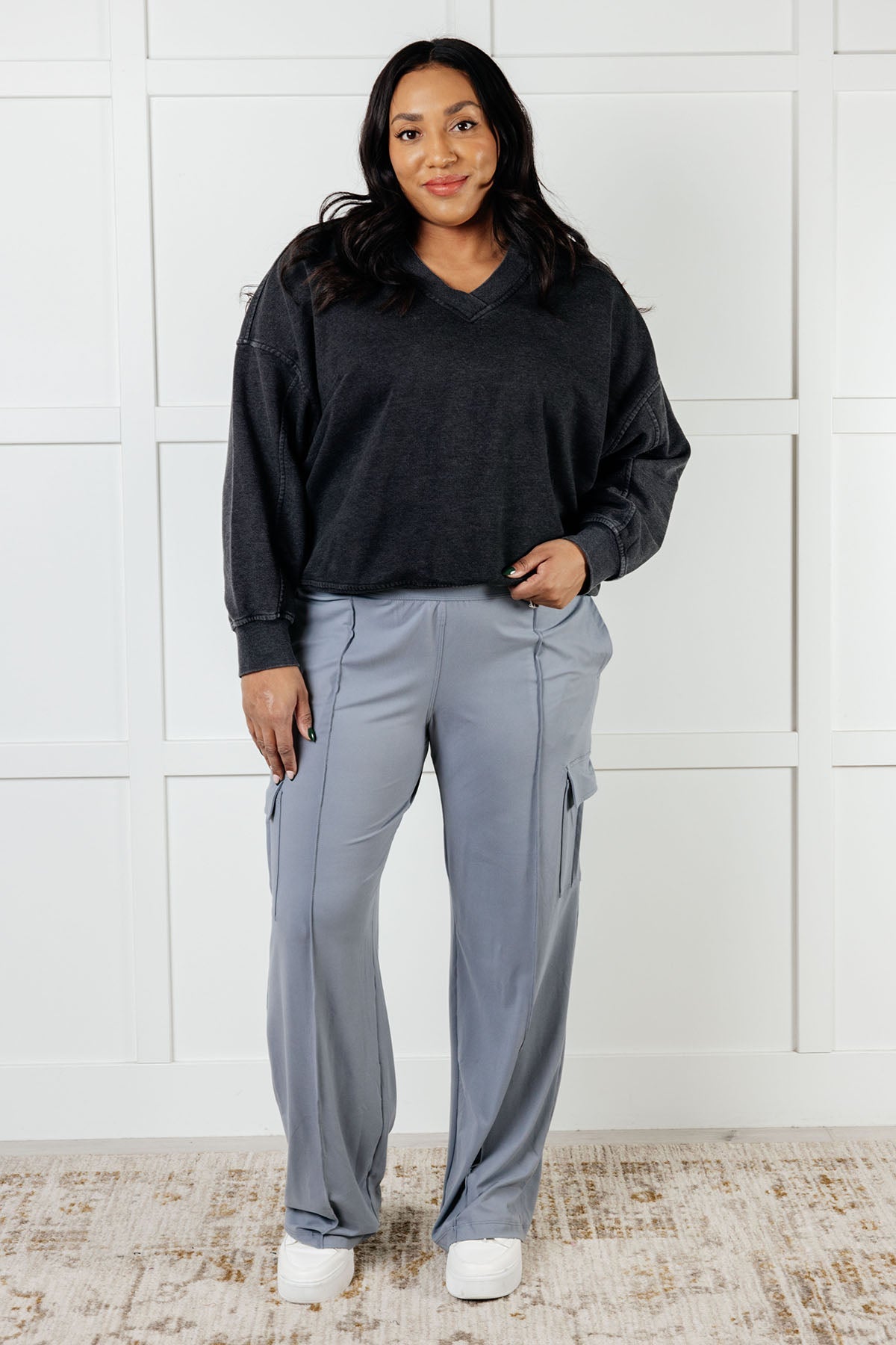 Rep Ready Mineral Wash French Terry Pullover in Black-Athleisure-Stay Foxy Boutique, Florissant, Missouri
