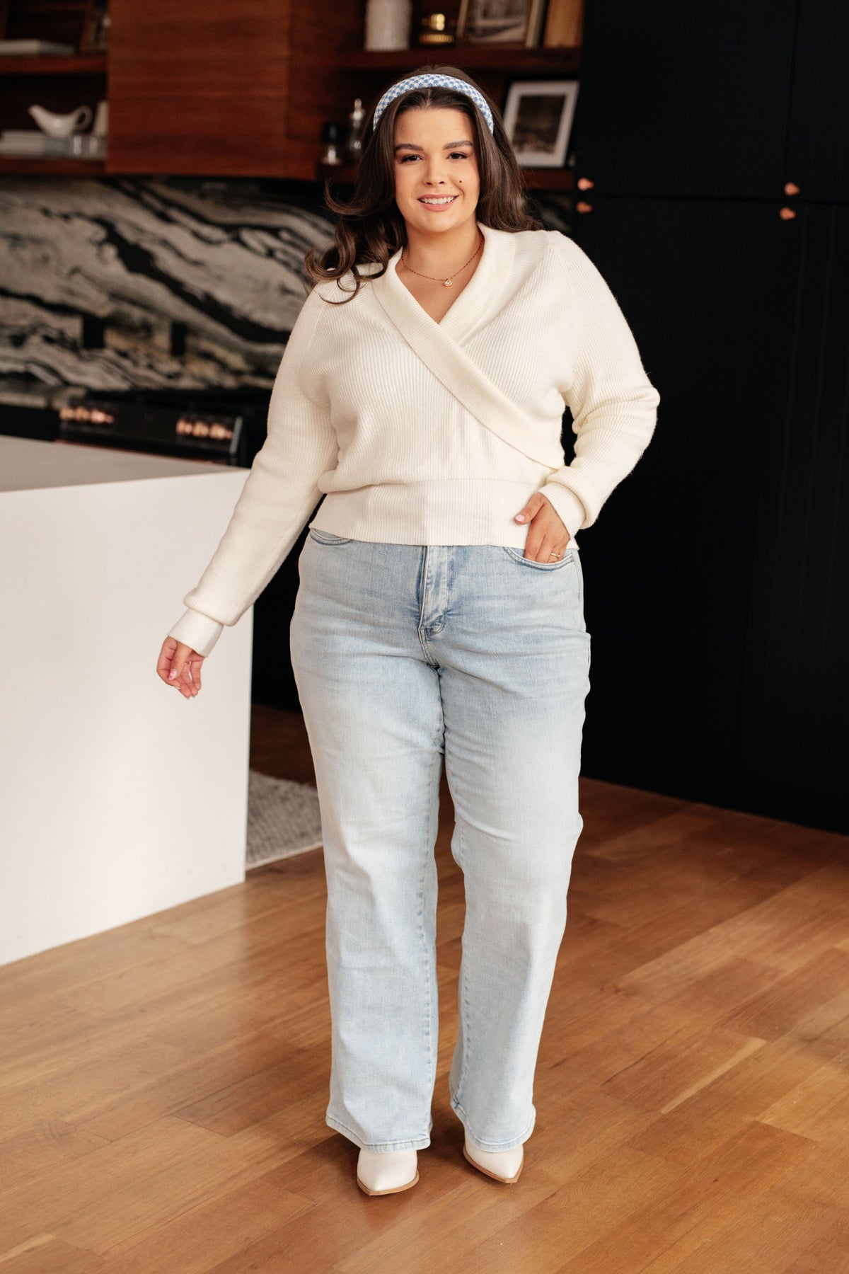Requisite Request Surplice Crop Sweater-Tops-Stay Foxy Boutique, Florissant, Missouri