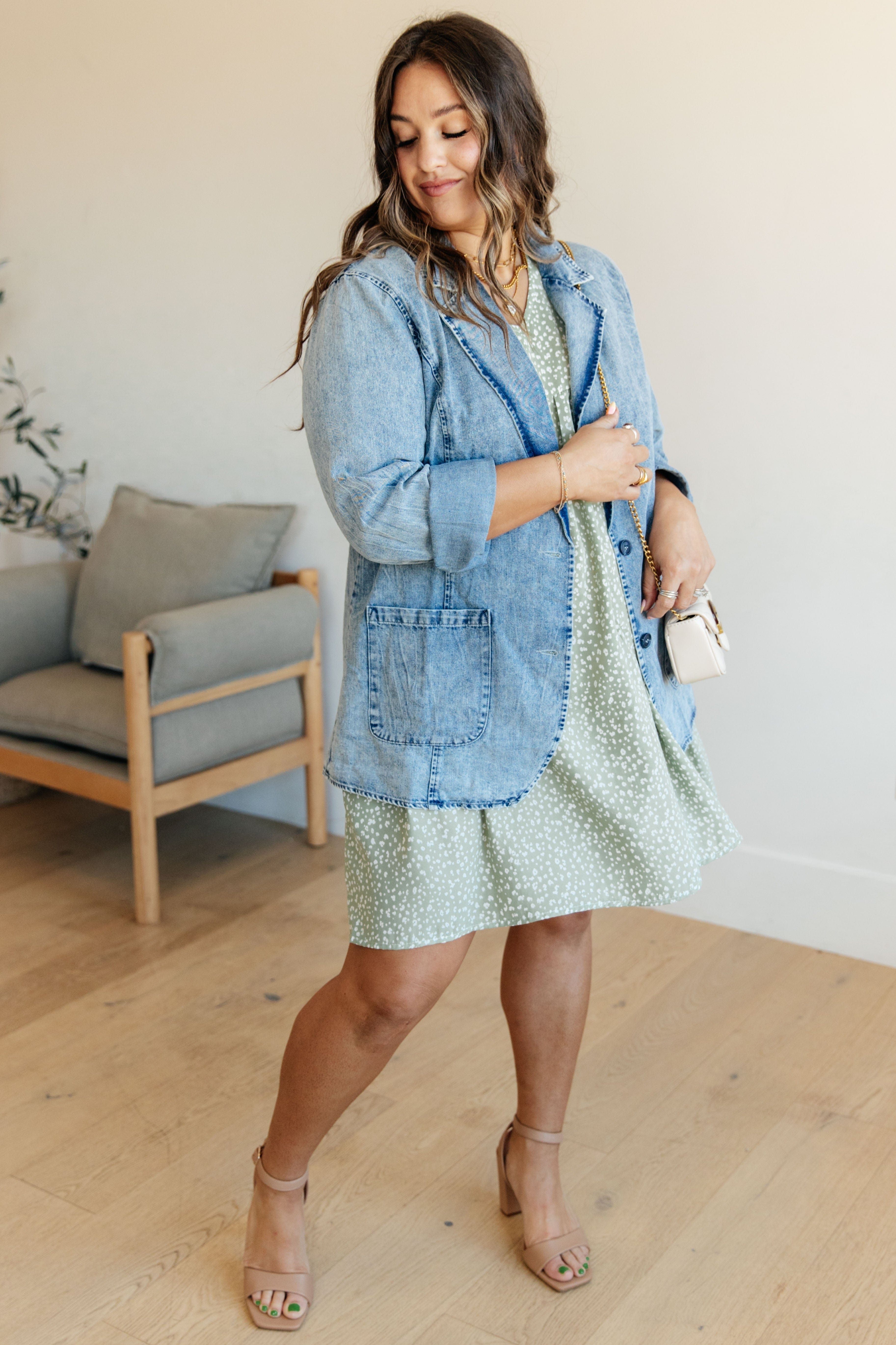 Business Brunch Denim Blazer-Womens-Stay Foxy Boutique, Florissant, Missouri