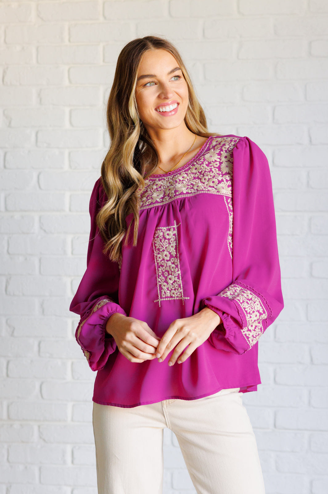 Rodeo Queen Embroidered Blouse-Blouses-Stay Foxy Boutique, Florissant, Missouri
