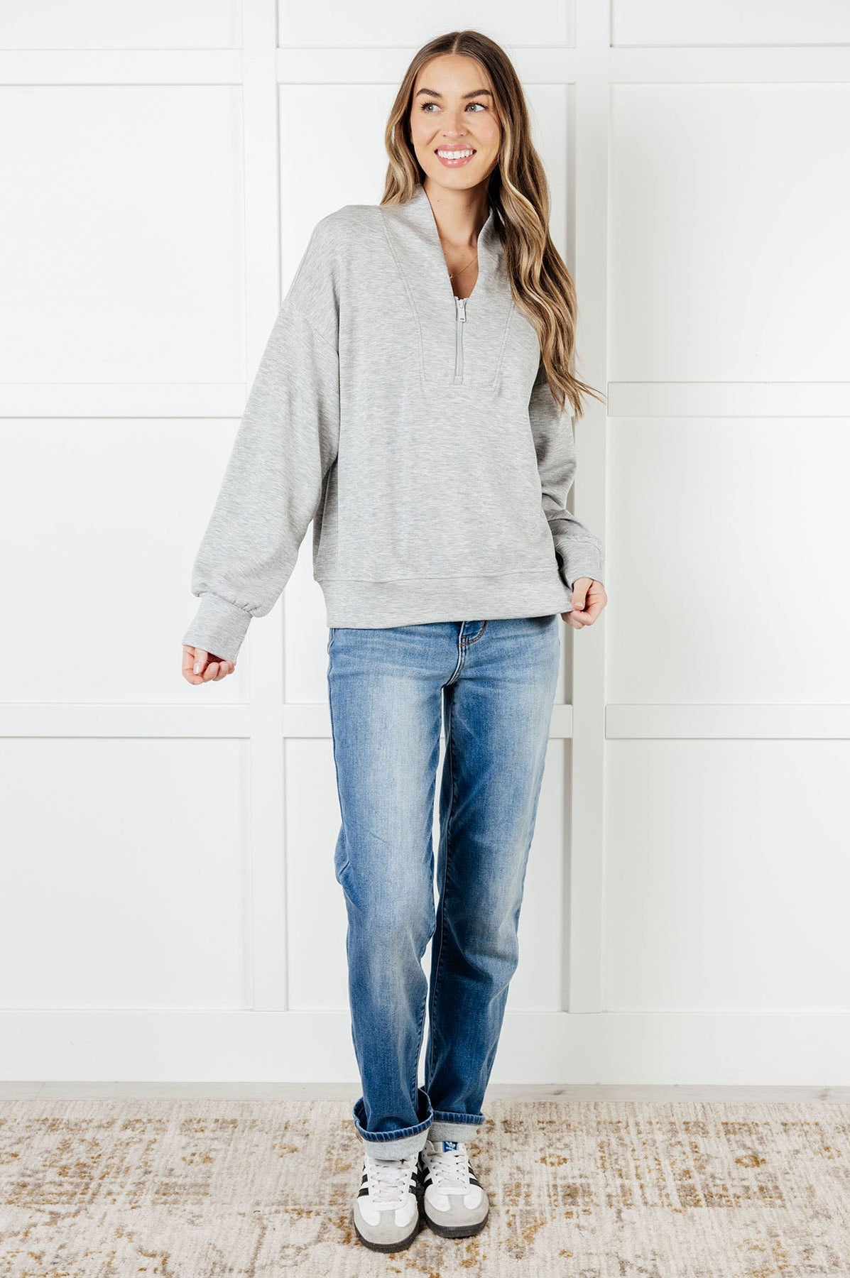 Rogue Runner Half Zip Jacket in Heather Grey-Layers-Stay Foxy Boutique, Florissant, Missouri