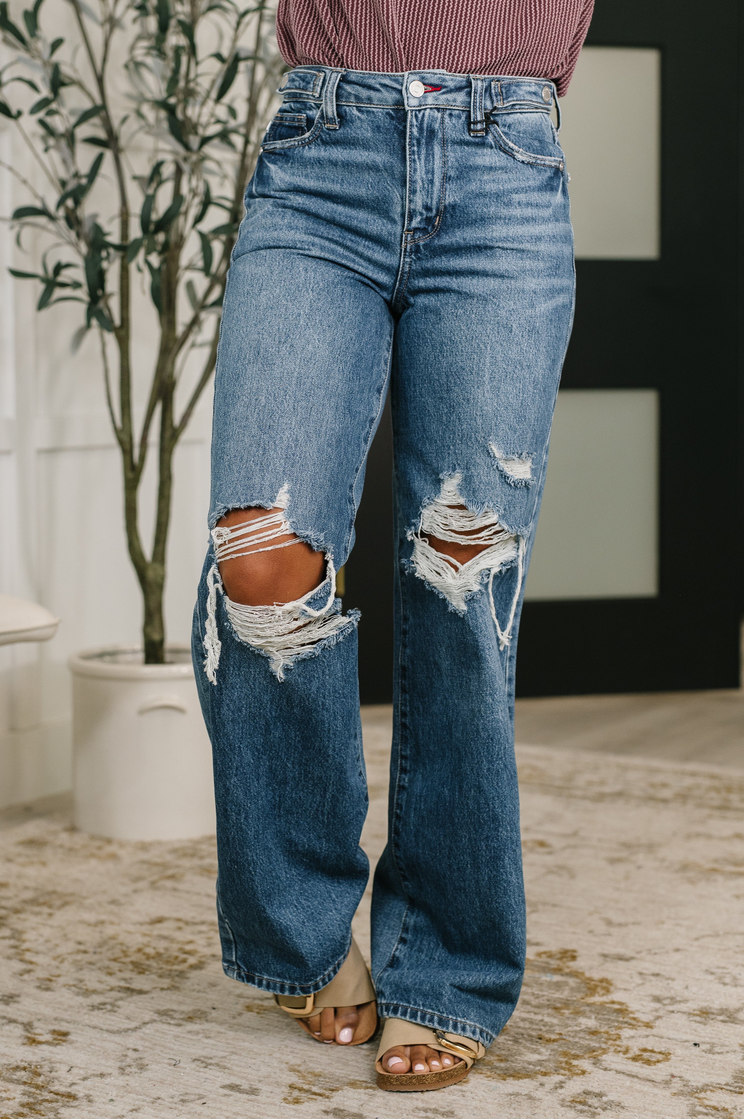 Roseanne High Waist Rigid Magic Column Straight Destricted + Adjustable WS Tabs-Womens-Stay Foxy Boutique, Florissant, Missouri
