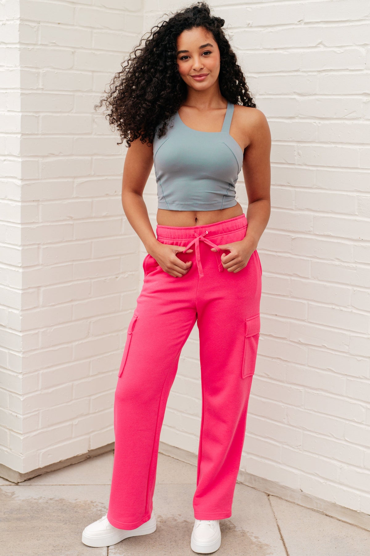 Run, Don't Walk Cargo Sweatpants in Flamingo Pink-Athleisure-Stay Foxy Boutique, Florissant, Missouri