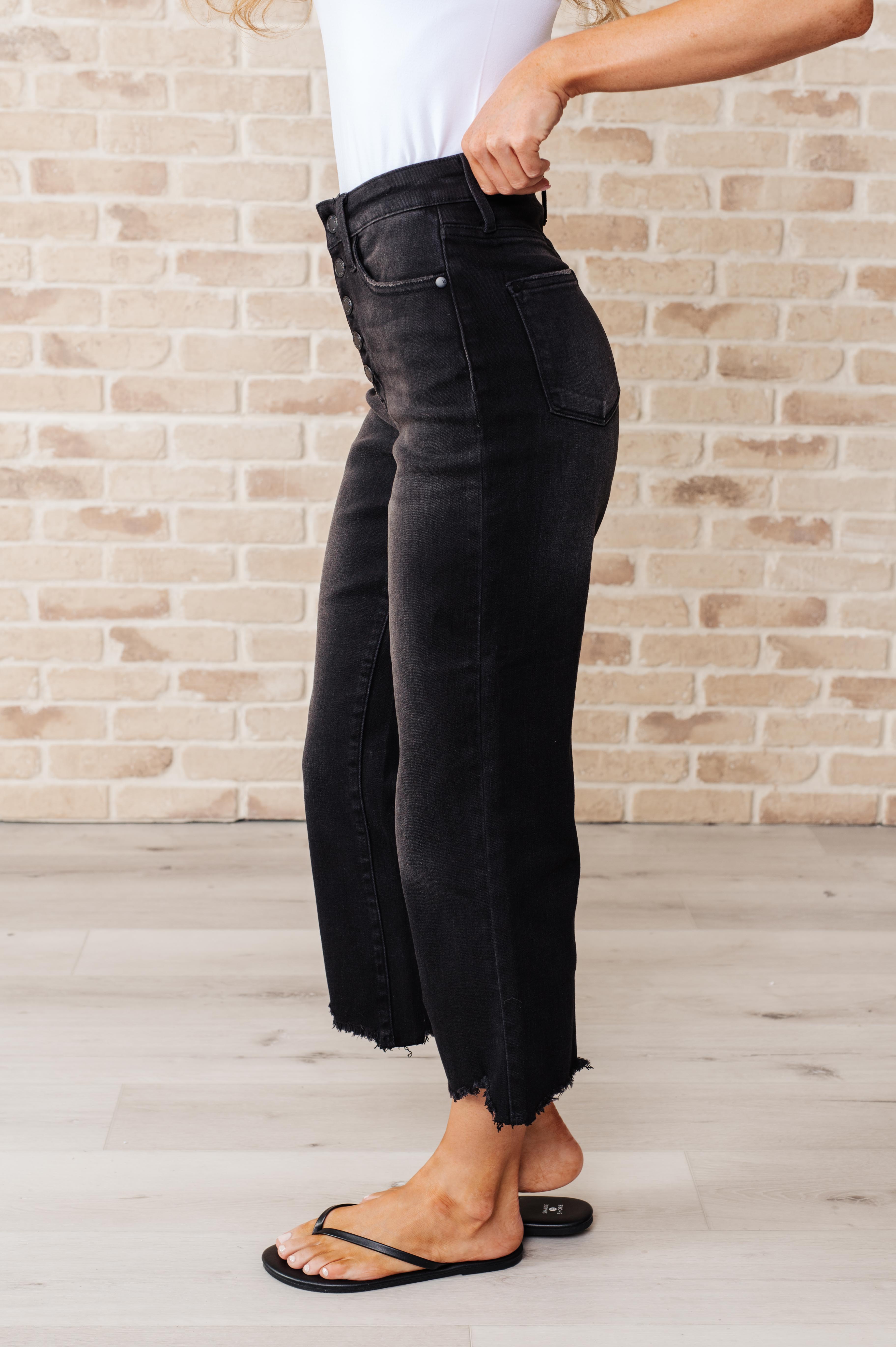 Ryan High Rise Button Fly Wide Leg Crop Jeans-Womens-Stay Foxy Boutique, Florissant, Missouri