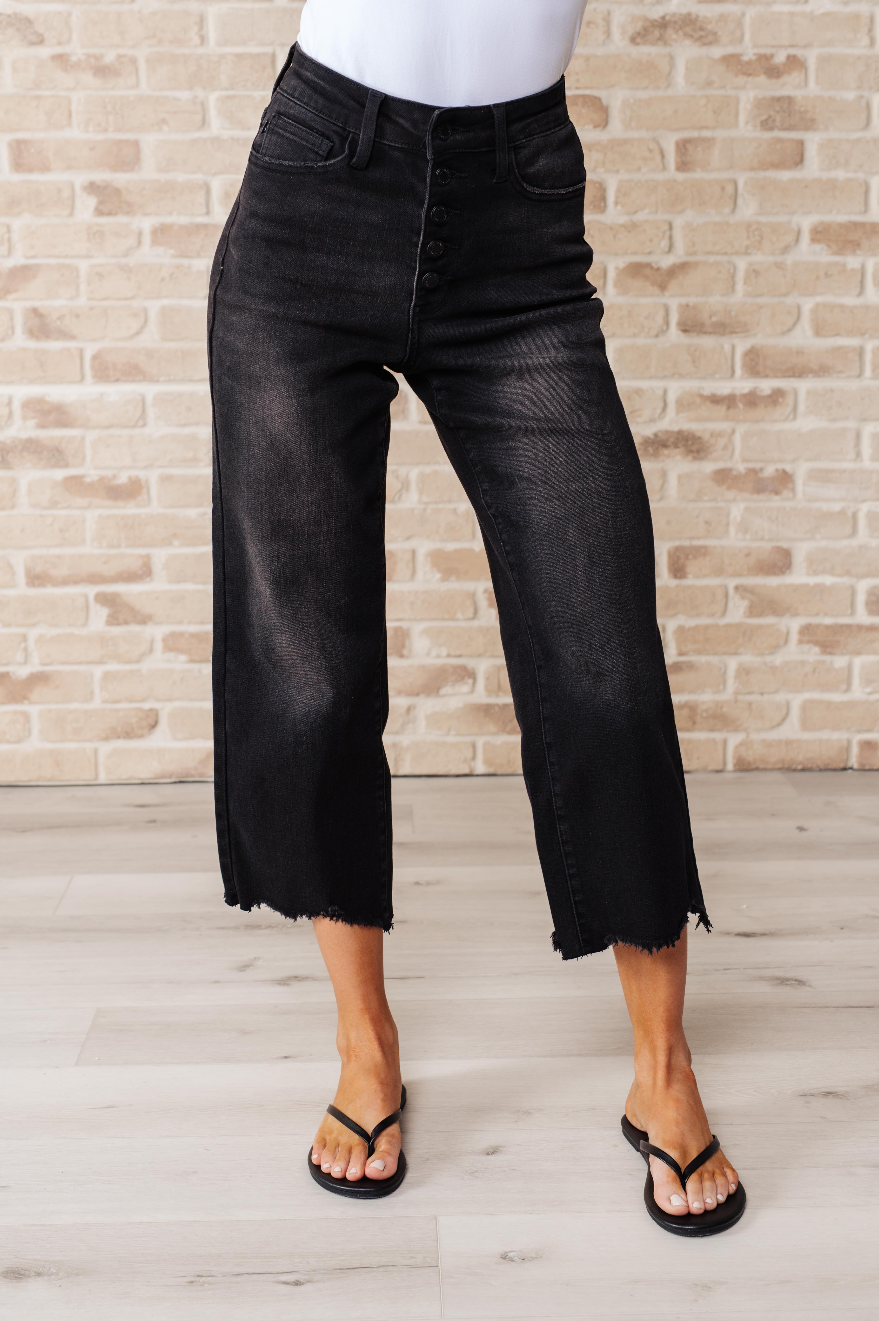 Ryan High Rise Button Fly Wide Leg Crop Jeans-Womens-Stay Foxy Boutique, Florissant, Missouri