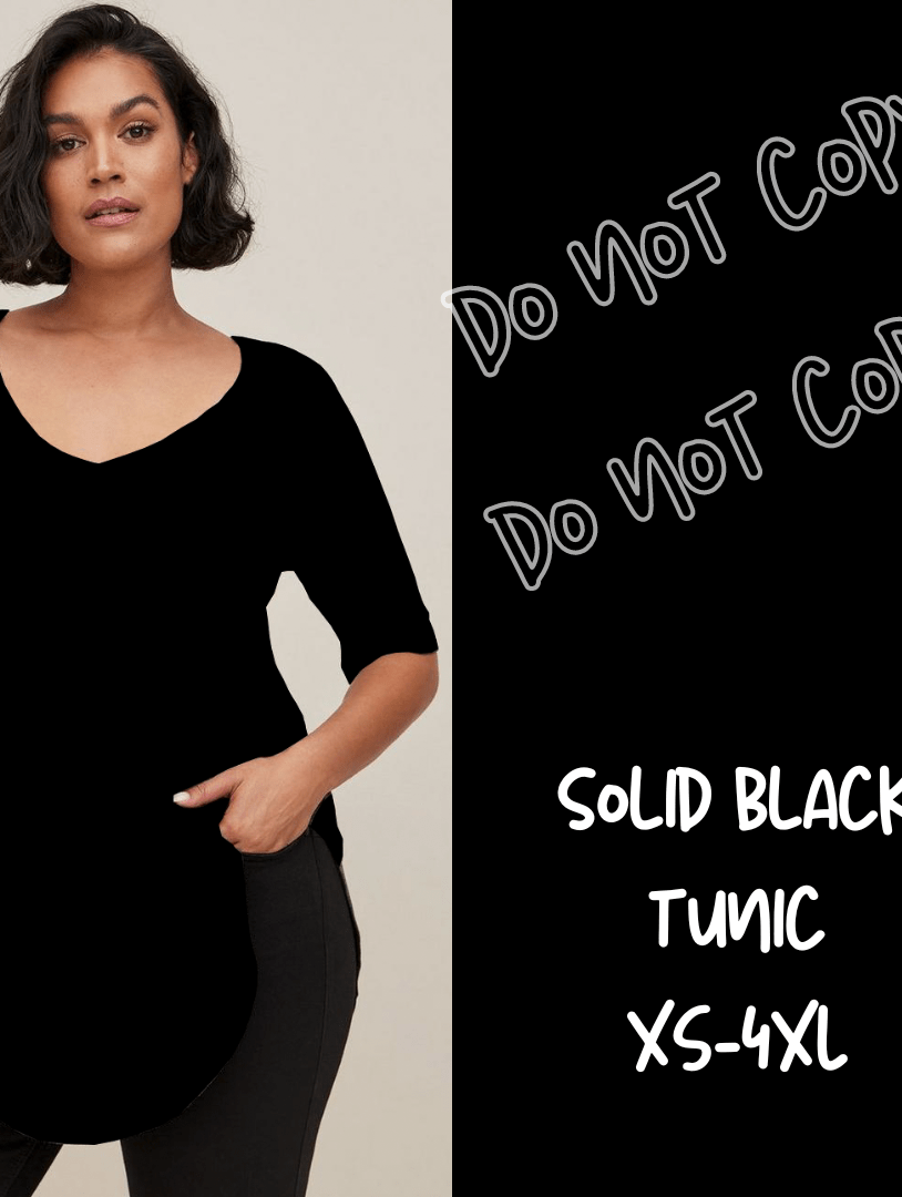 SOLID BLACK-V-NECK TUNIC-Shirt-Stay Foxy Boutique, Florissant, Missouri