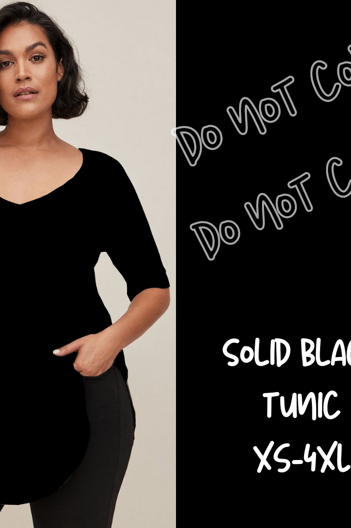 SOLID BLACK-V-NECK TUNIC-Shirt-Stay Foxy Boutique, Florissant, Missouri