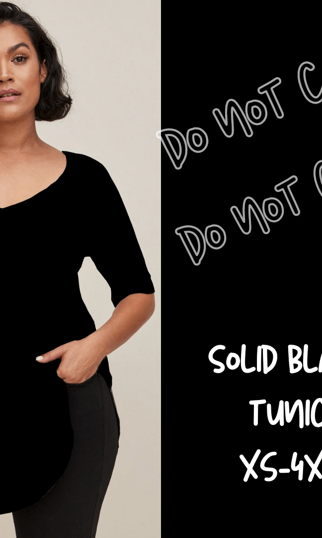 SOLID BLACK-V-NECK TUNIC-Shirt-Stay Foxy Boutique, Florissant, Missouri
