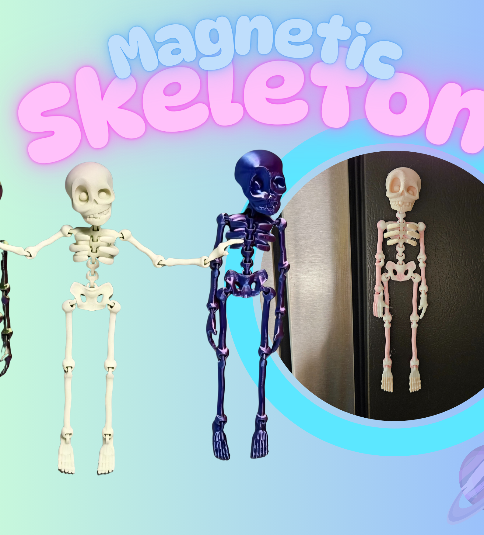 MAGNETIC SKELETON- 3D PRINTED- VARIETY OF COLORS-Stay Foxy Boutique, Florissant, Missouri
